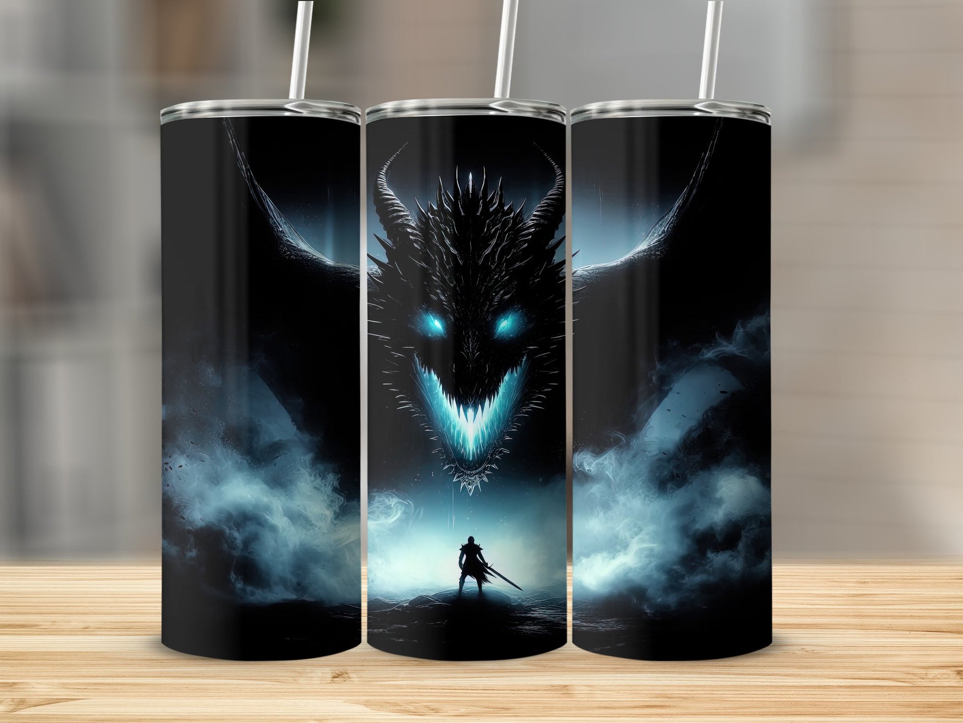Dark Dragon Fantasy Warrior Tumbler Bottle product type