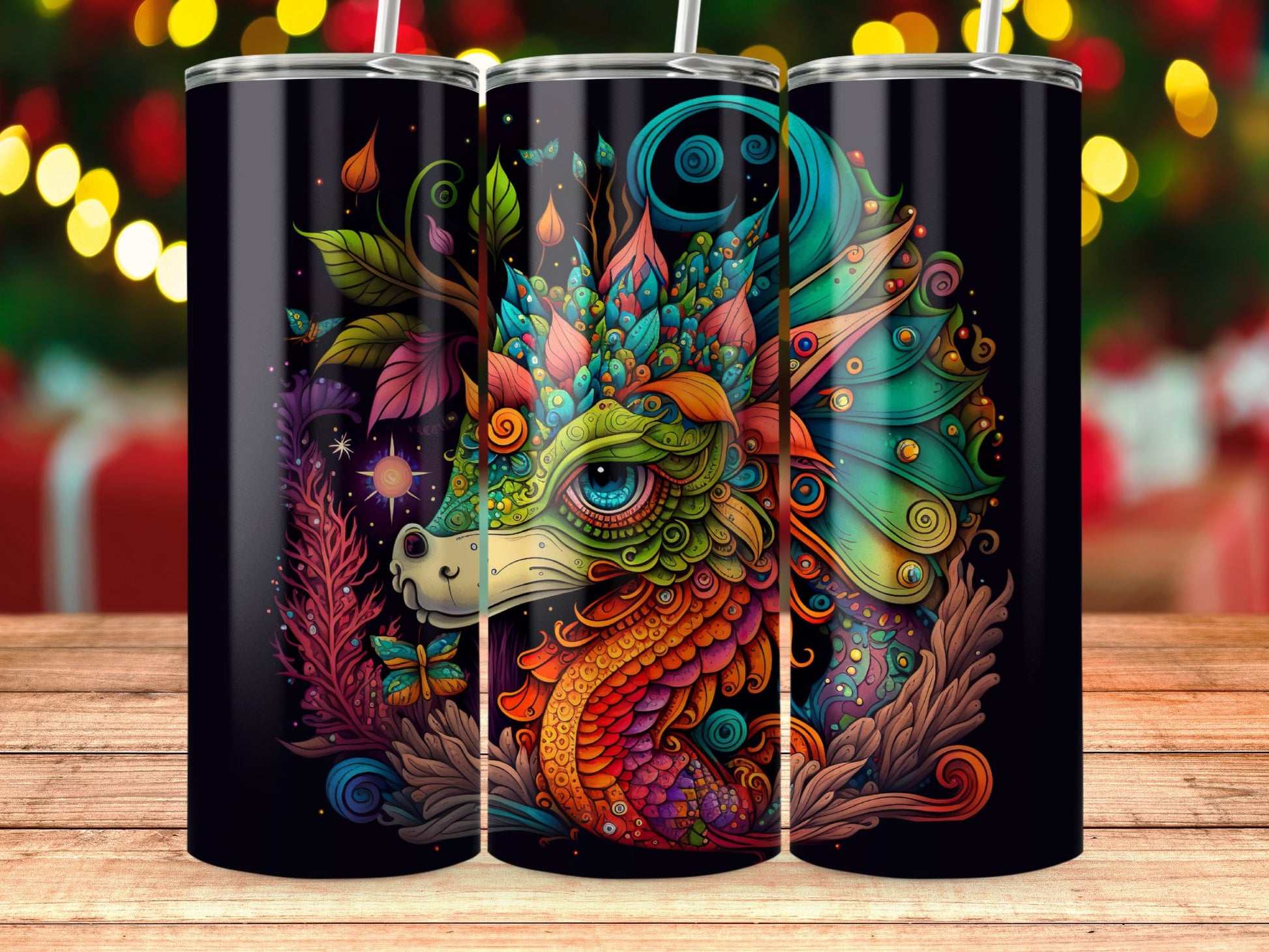 Intricate Colorful Dragon Design Insulated Drinkware product