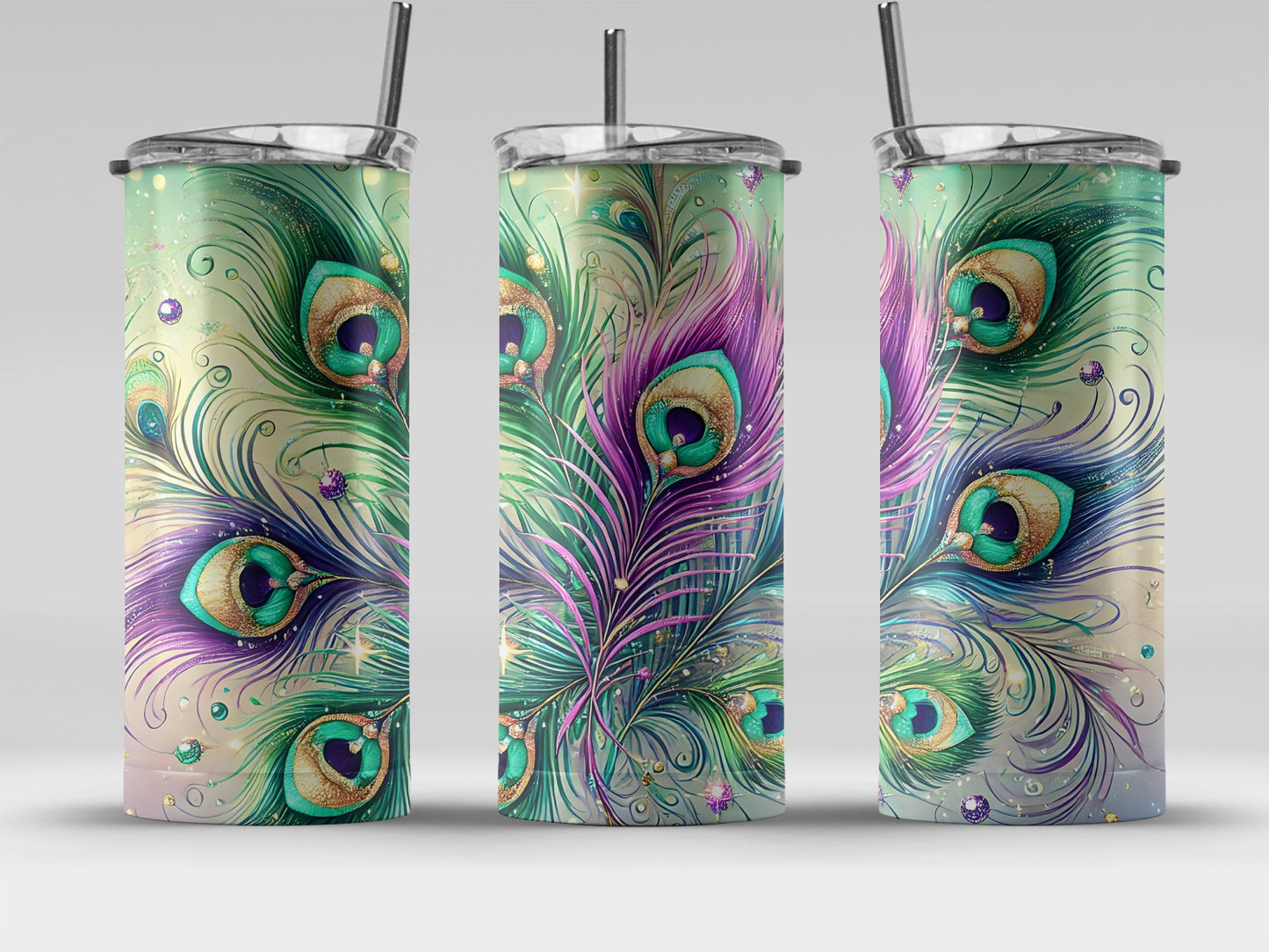 Vibrant Peacock Feathers Insulated Tumbler product
