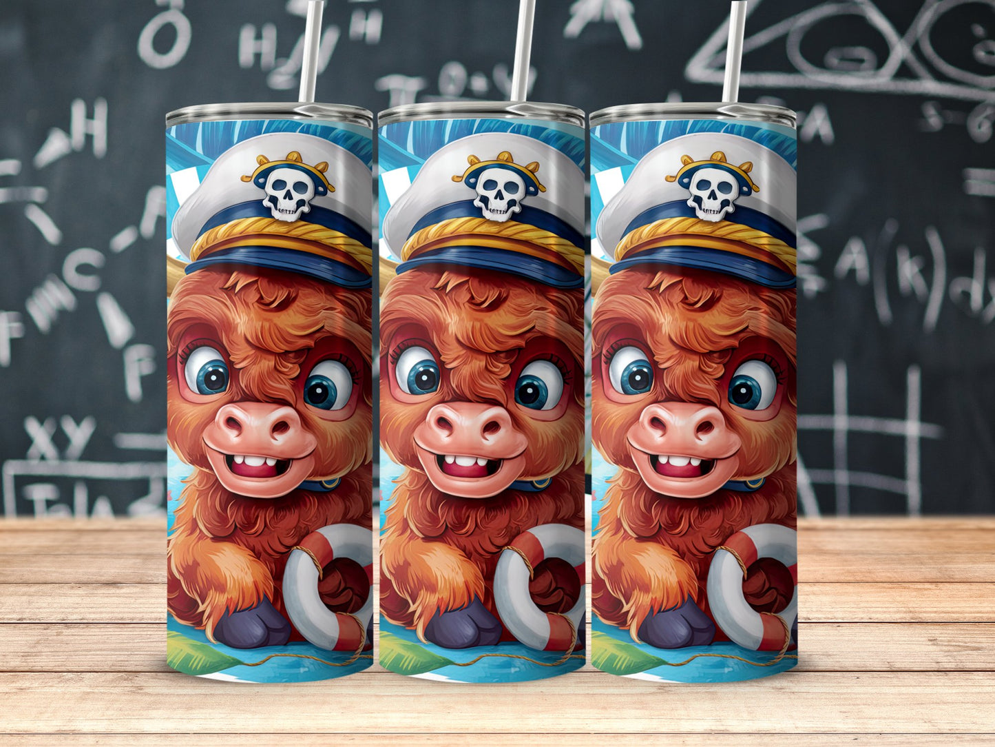 Cute Cartoon Pirate Captain Animal Printed Tumbler product