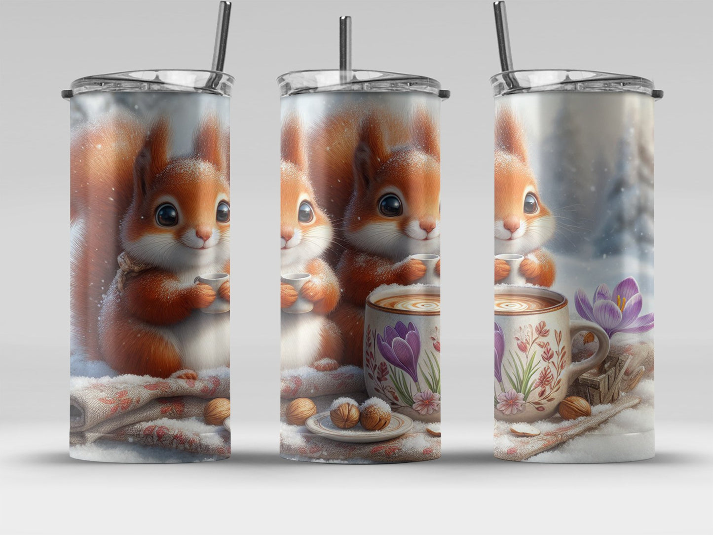 Cute Squirrel and Coffee Themed Tumbler product
