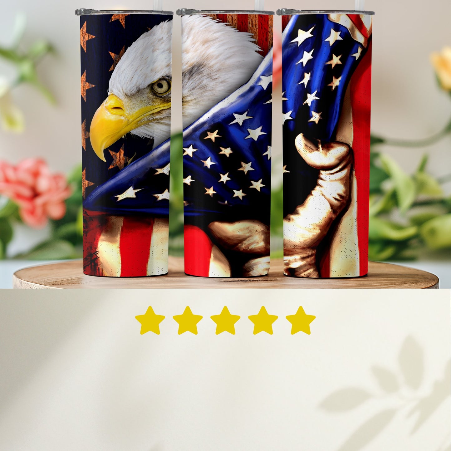 Patriotic American Flag Bald Eagle Insulated Drink Product