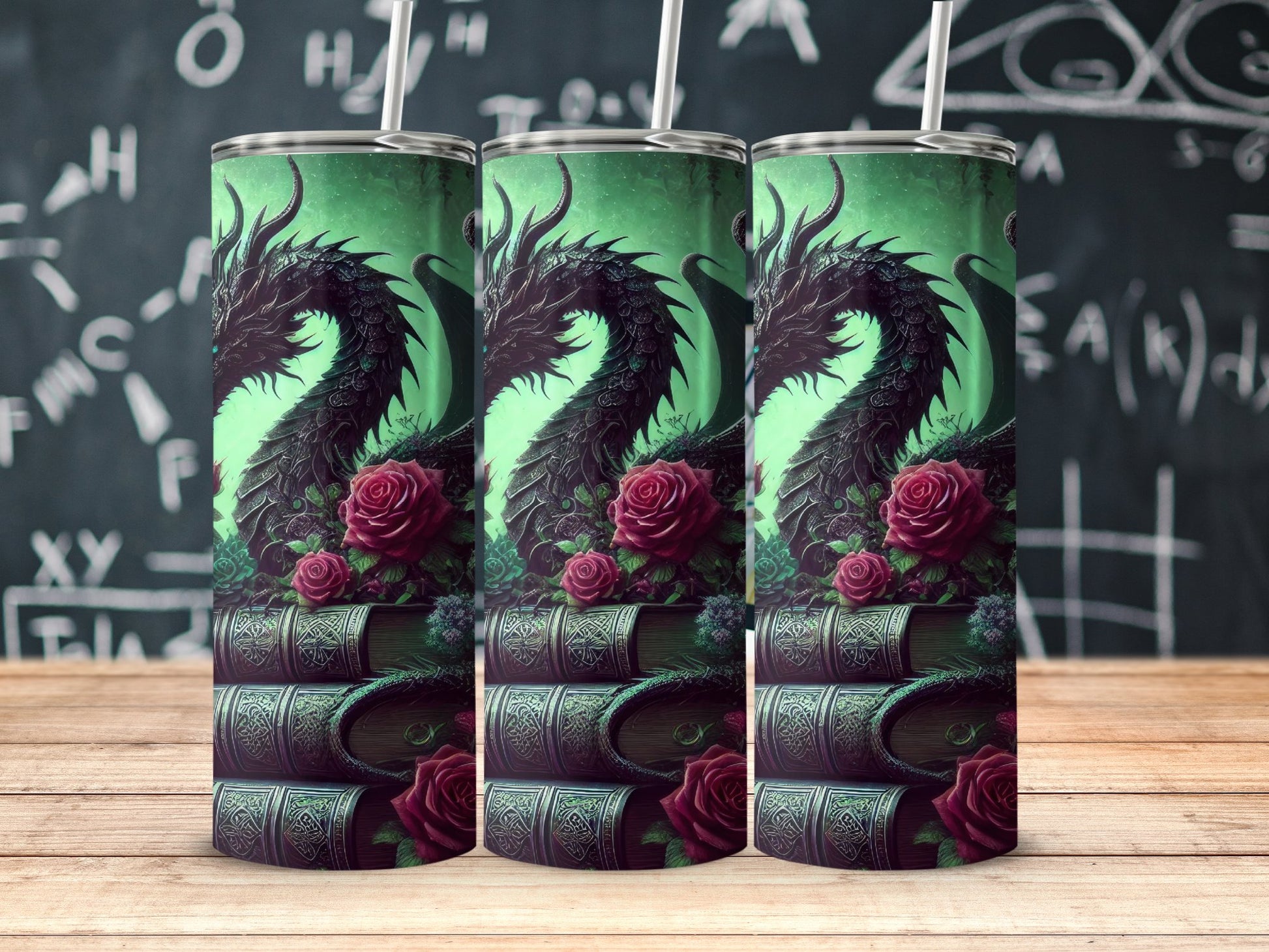 Dragon and Rose Fantasy Design Tumbler product