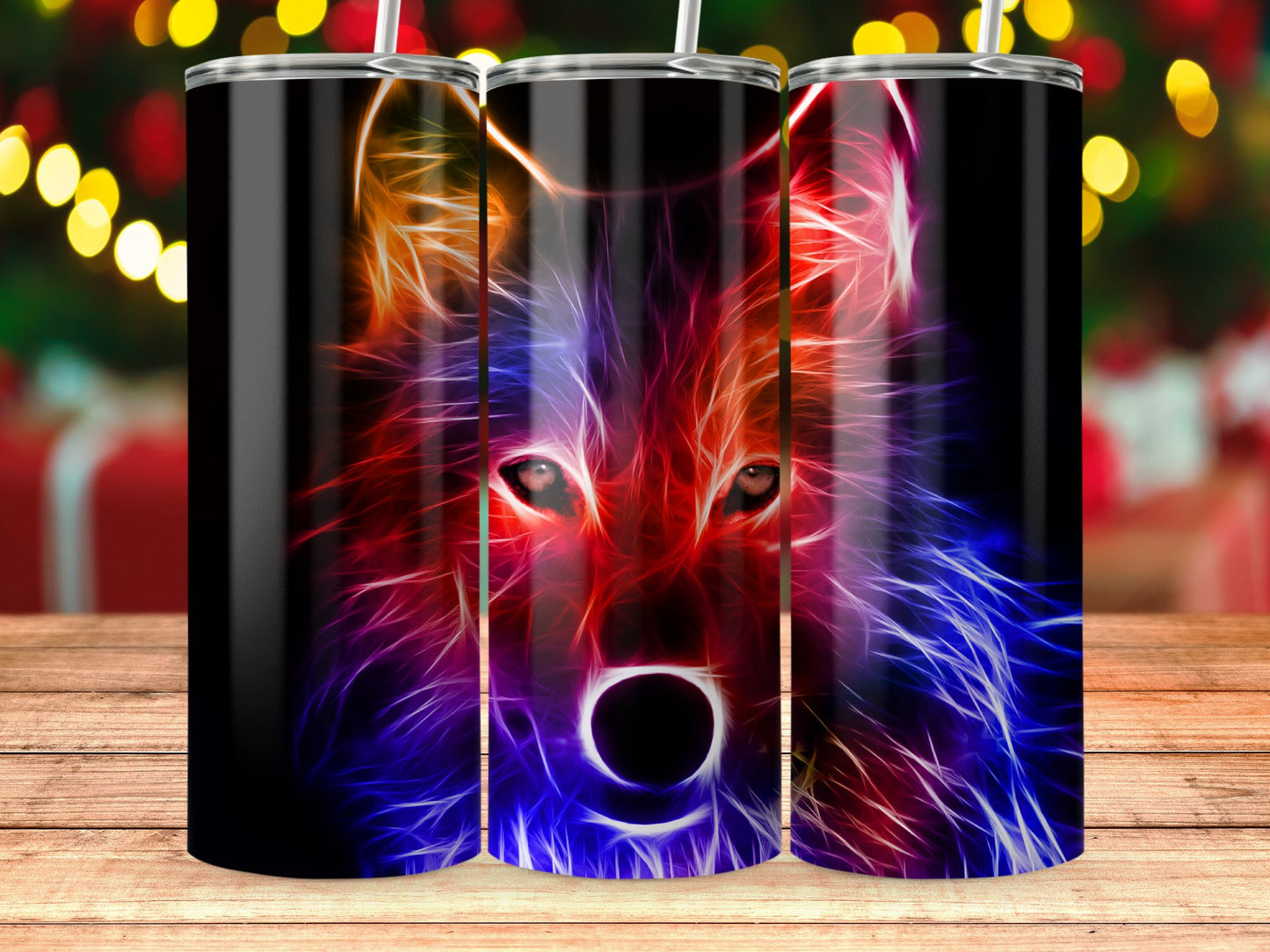 Colorful Neon Wolf Design Insulated Tumbler product