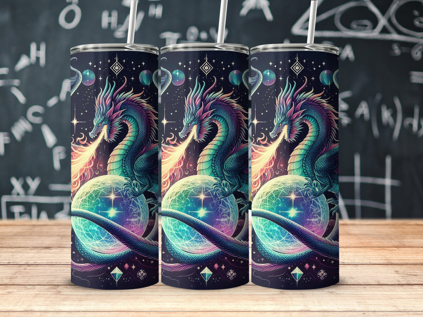 Mystical Dragon with Cosmic Background tumbler product