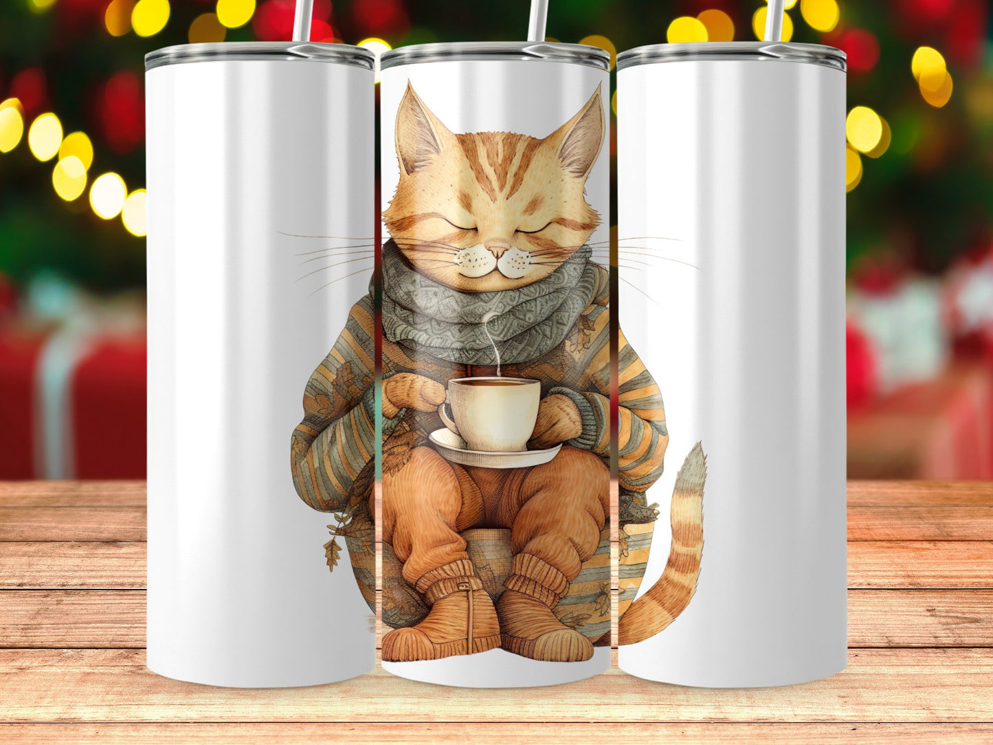 Cozy Cat Drinking Hot Beverage Insulated Tumbler product type