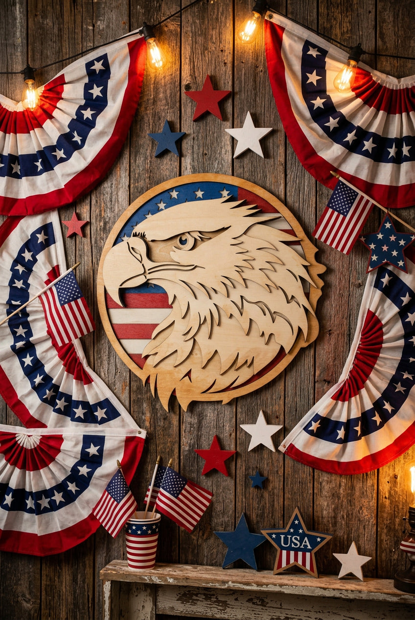 Patriotic Bald Eagle Wall Art for Home Decor