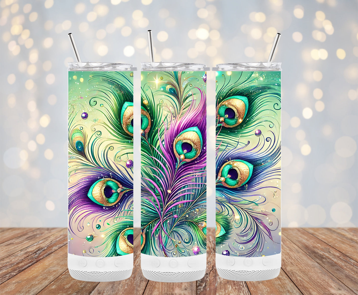 Elegant Colorful Peacock Feather Design Tumbler product