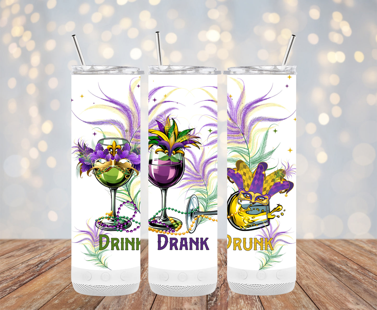 Drink Drank Drunk (Mardi Gras Tumbler)
