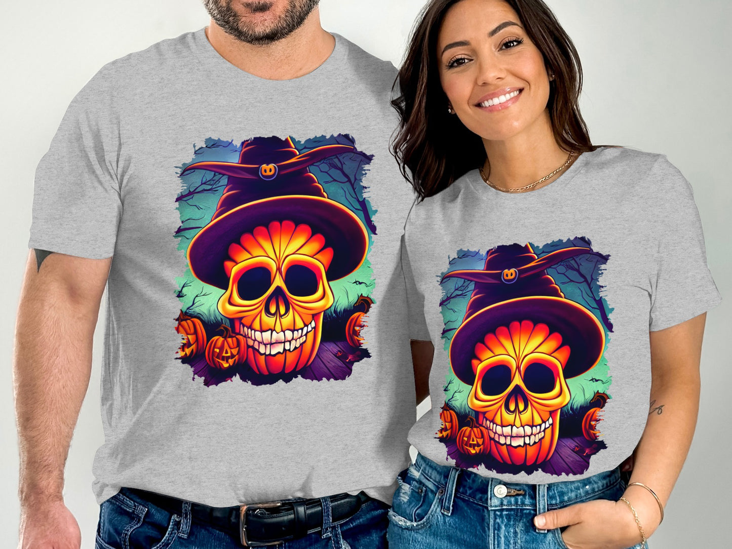 Colorful Skull with Witch Hat Halloween product type