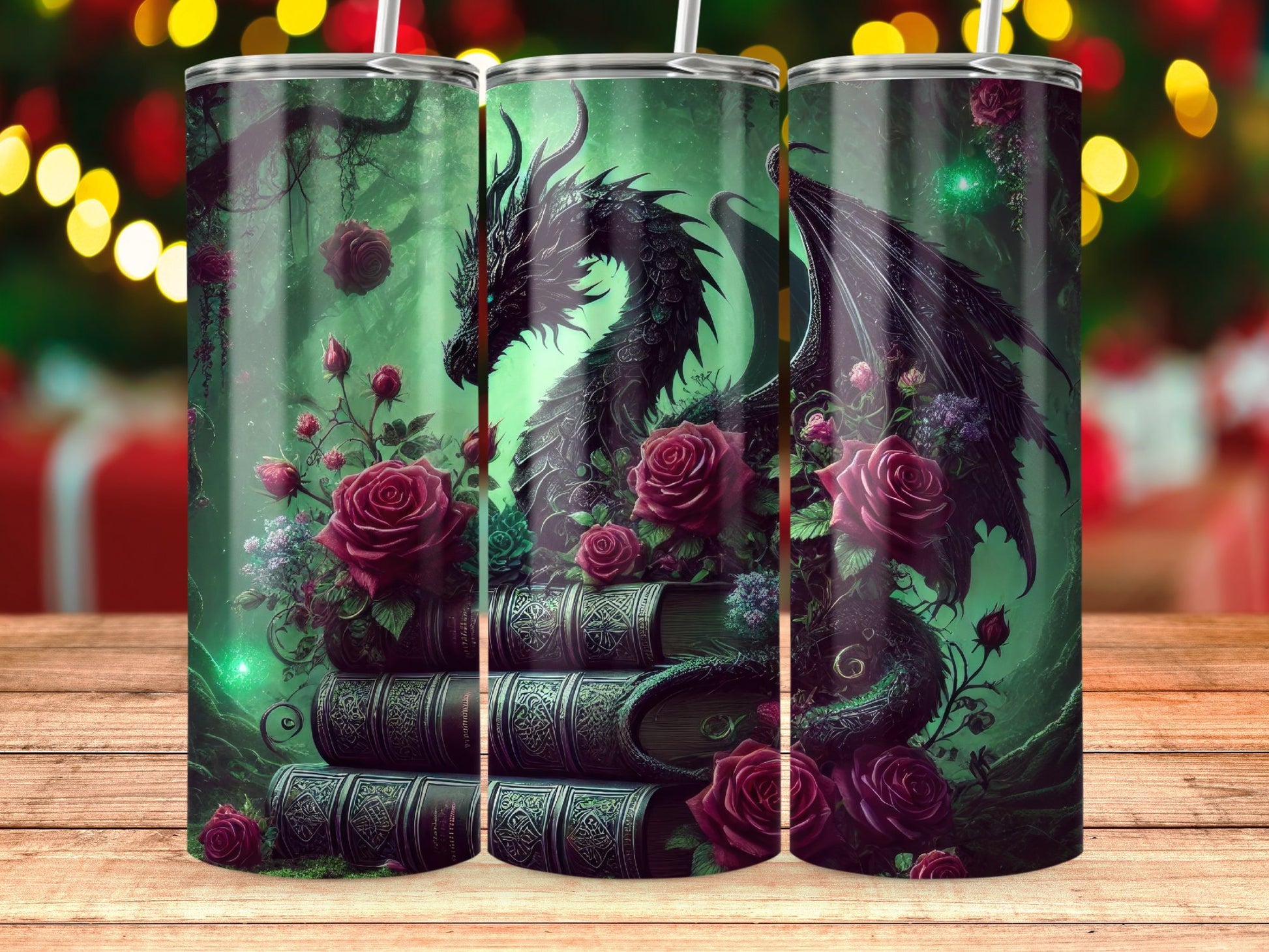 Fantasy Dragon with Roses and Books product type