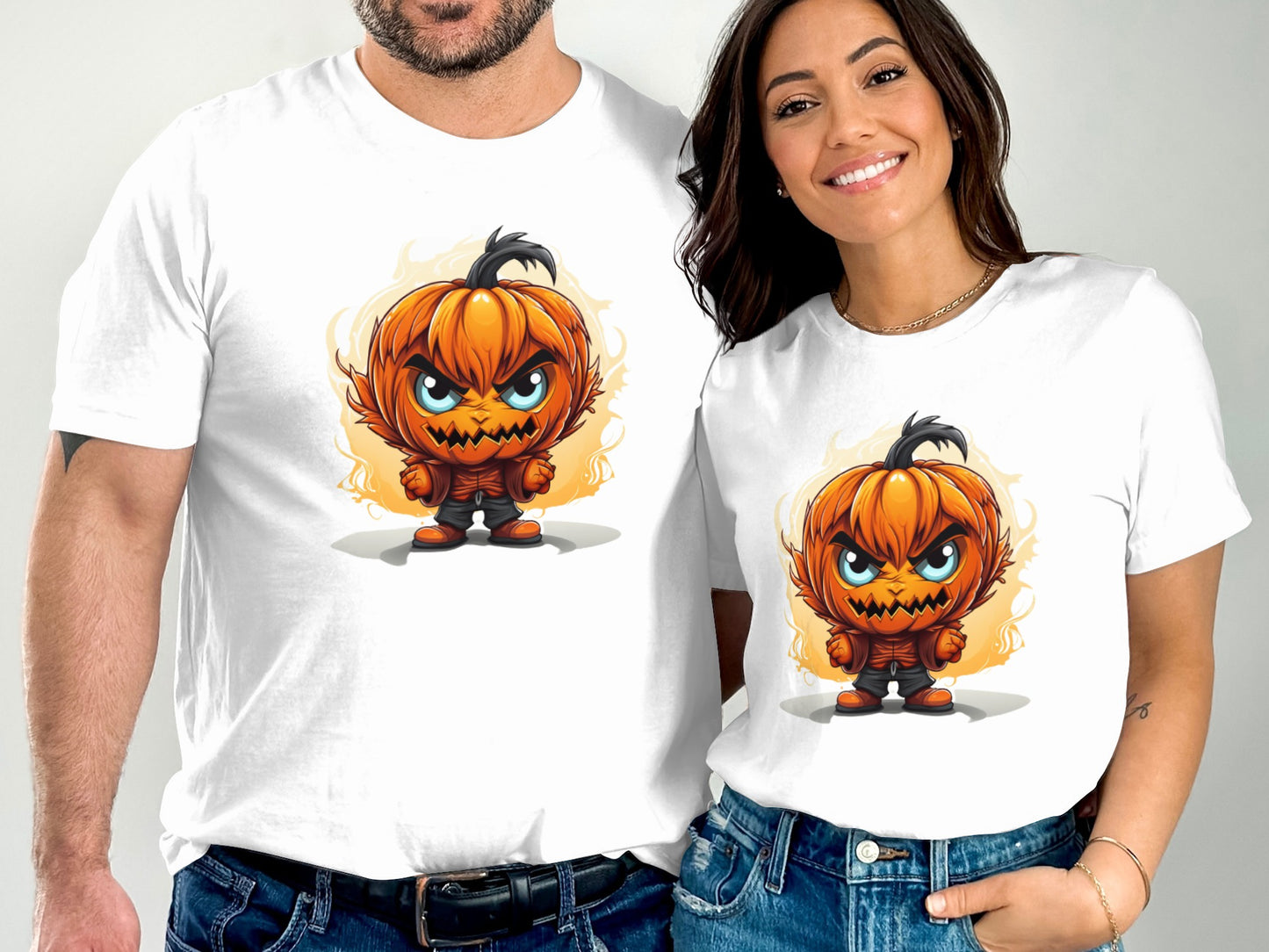 Halloween Pumpkin-Themed Graphic White Shirt product