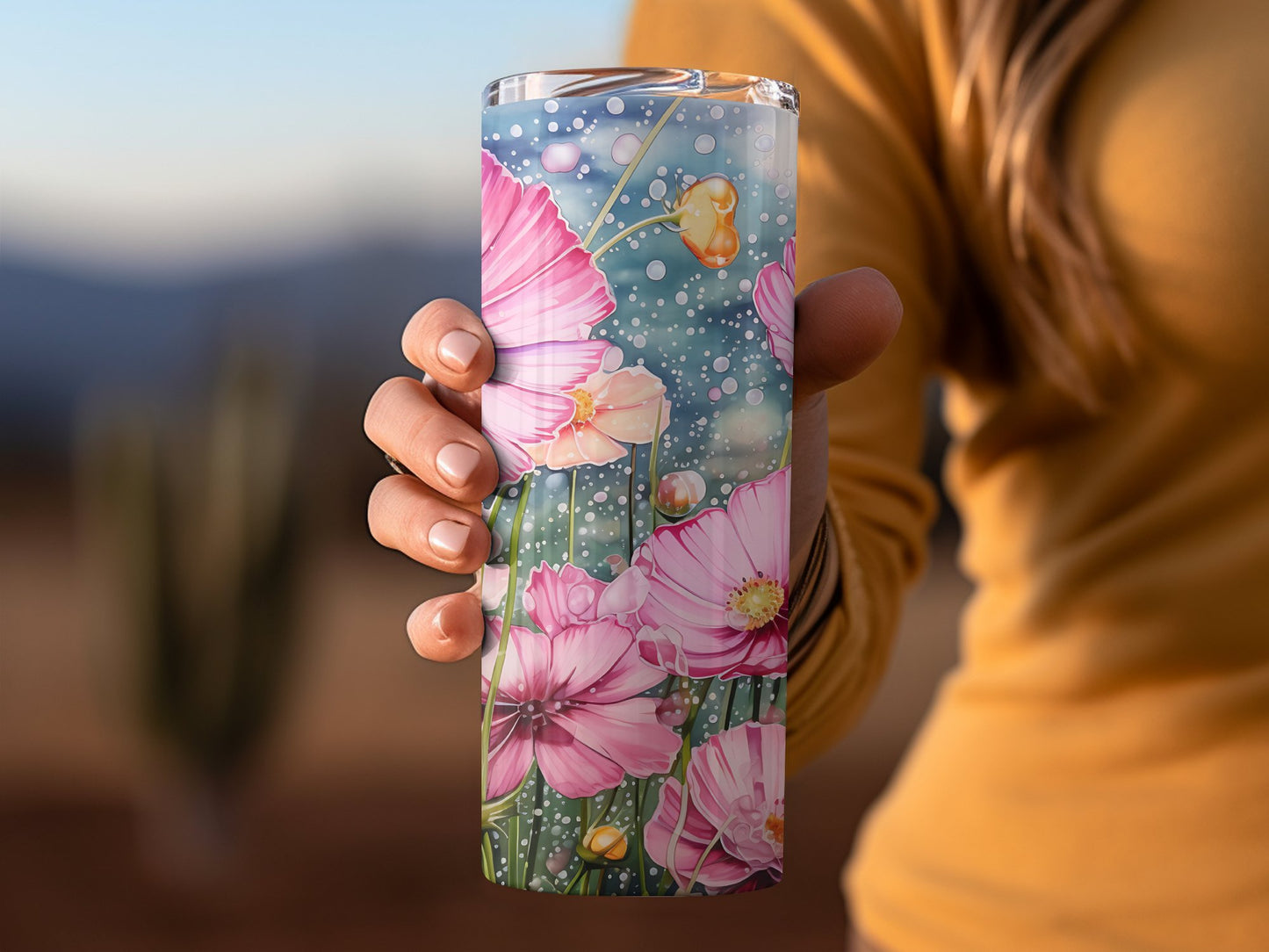 Flower Themed Travel Mug with Artistic Design product