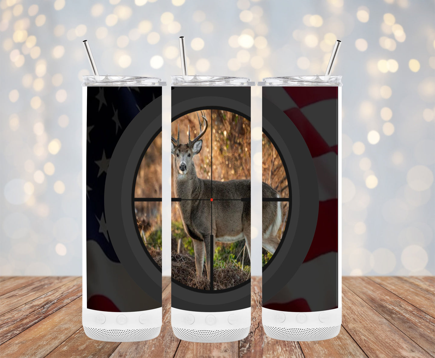 American Flag Deer Hunting Scene Tumbler product type