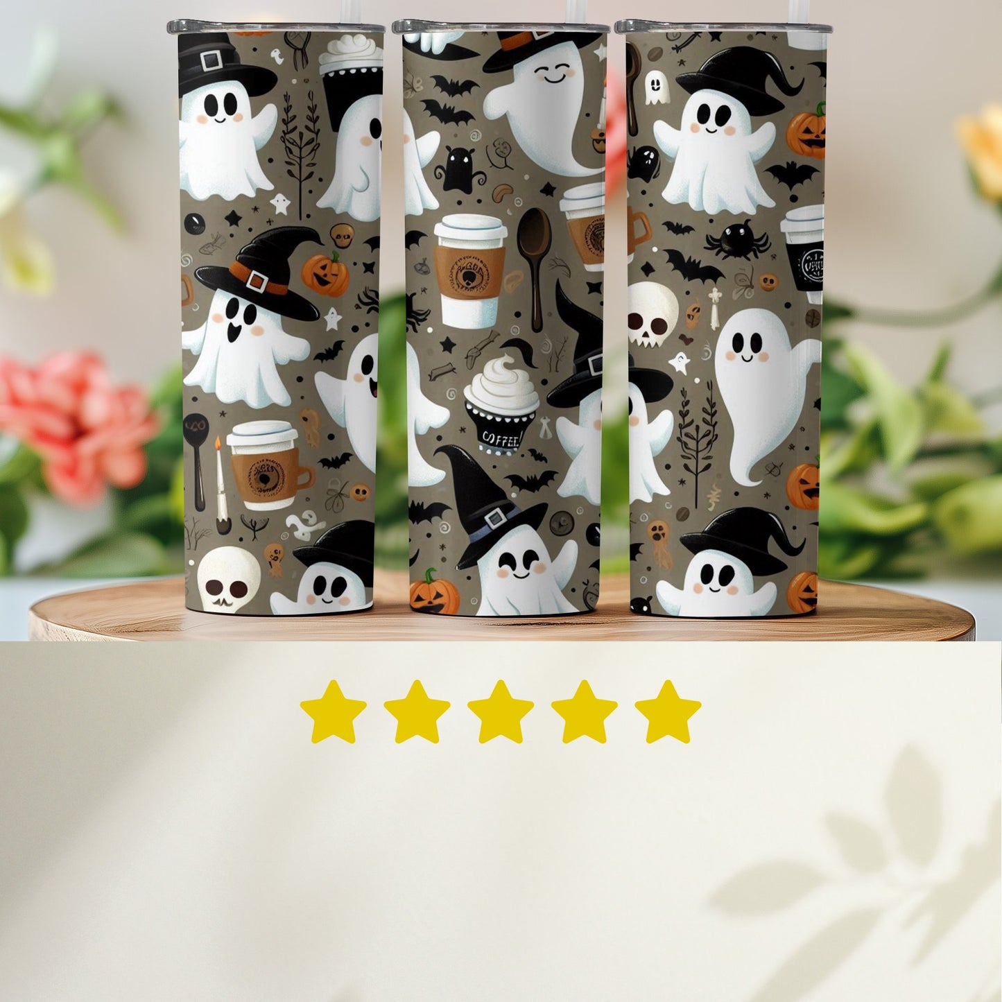 Halloween Ghost and Pumpkin Theme Tumbler product