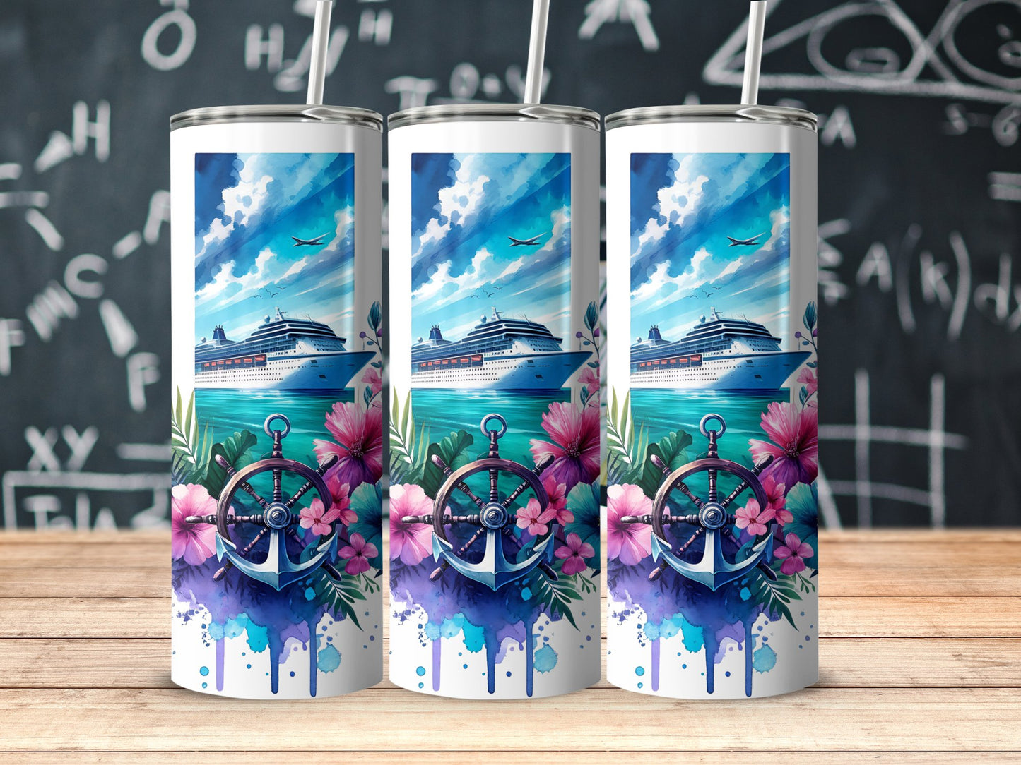 Artistic Cruise Themed Tumbler Vibrant Floral Accent product type