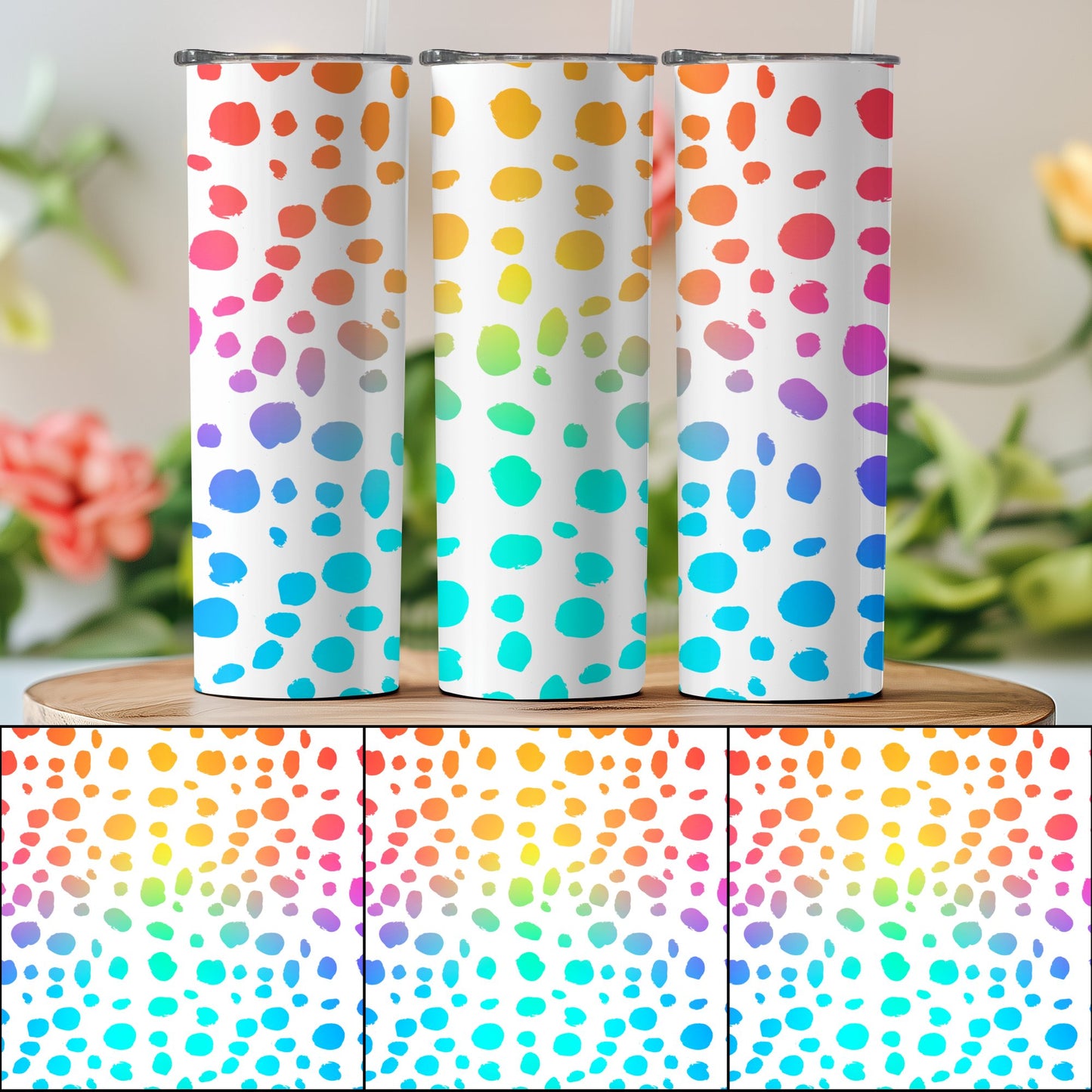 Colorful Gradient Polka Dot Skinny Tumbler product