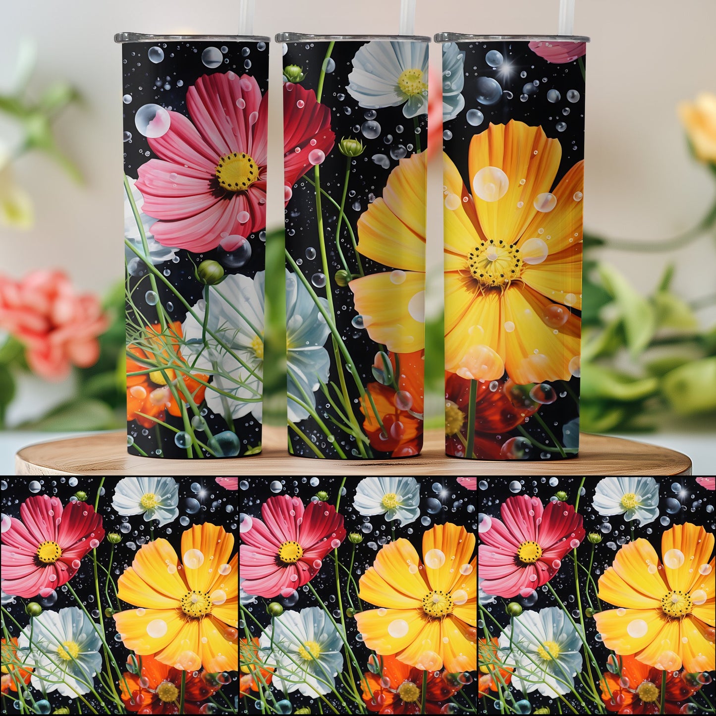 Colorful Floral Pattern Design Tumbler product type