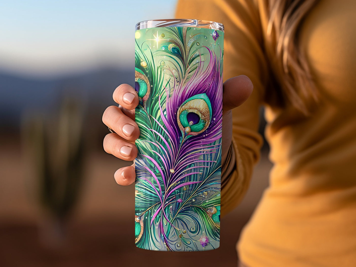 Peacock Feather Design on a Tumbler product type