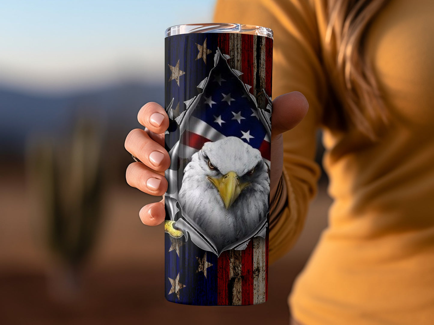 American Flag and Bald Eagle Travel Mug product