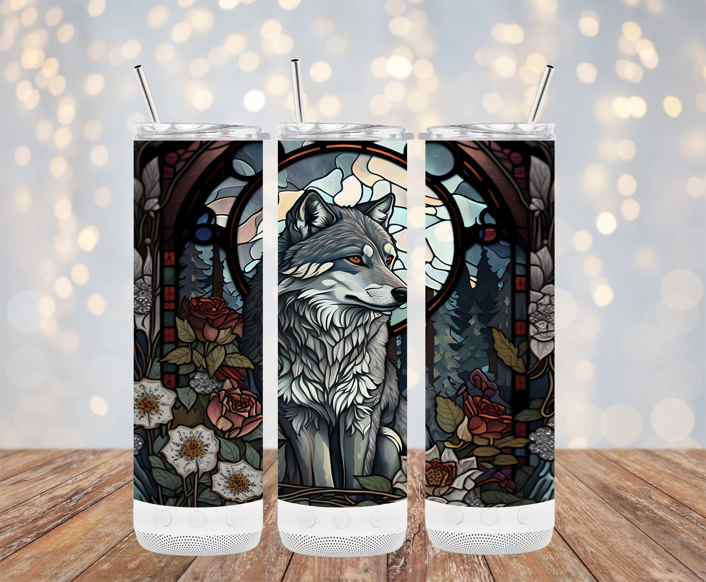 Wolf Stained Glass Design Tall Tumbler product