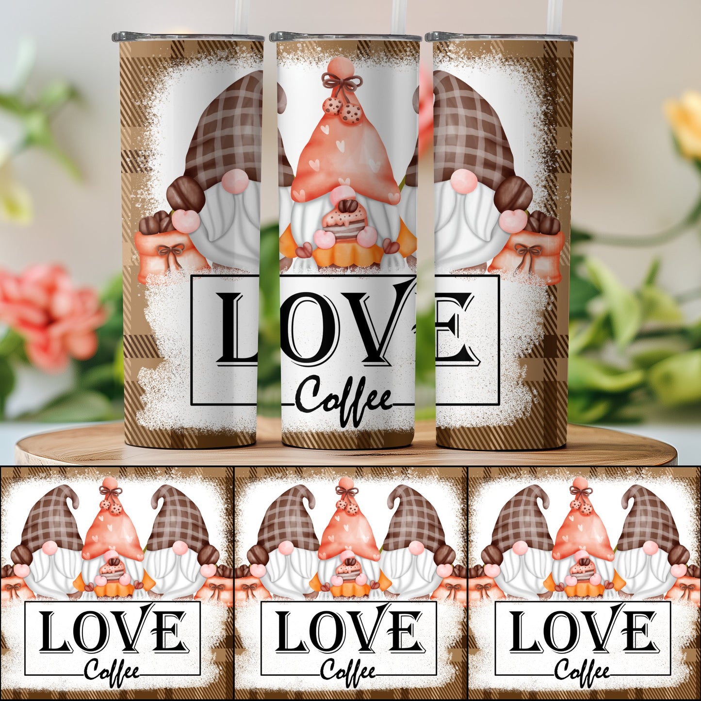 LOVE Coffee Gnome Tumbler Wraps Digital Product