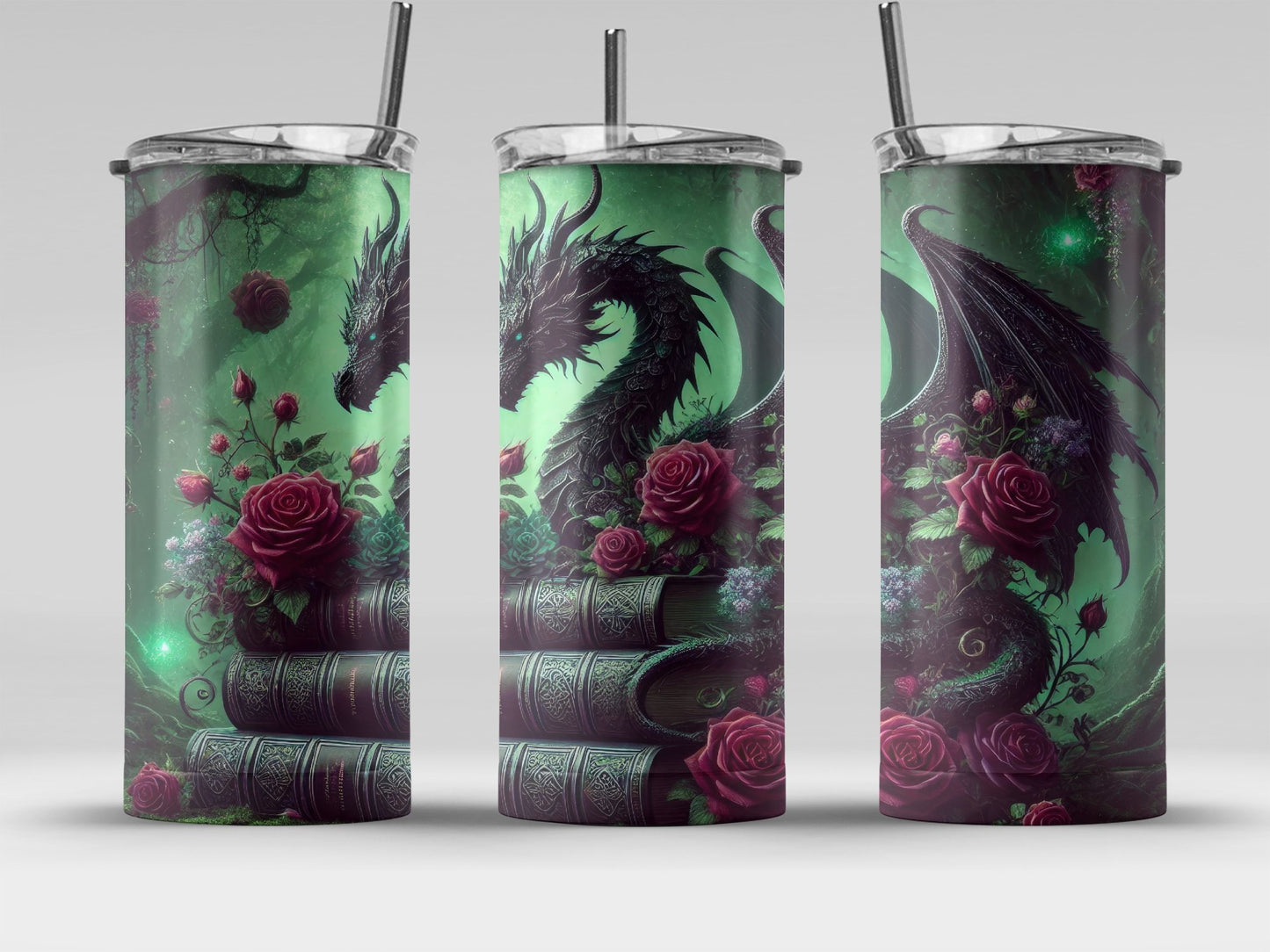 Enchanting Dragon and Rose Tumbler Unique Drinkware product