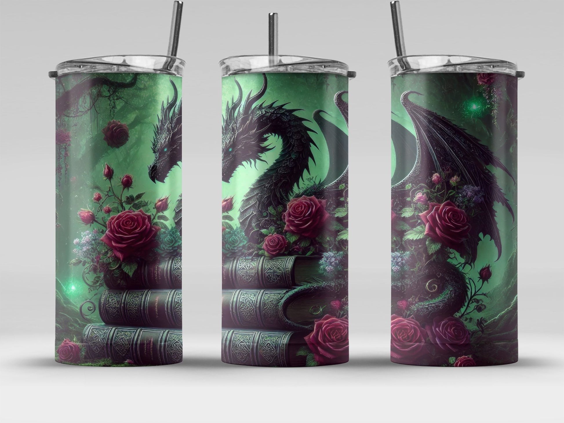 Enchanting Dragon and Rose Tumbler Unique Drinkware product