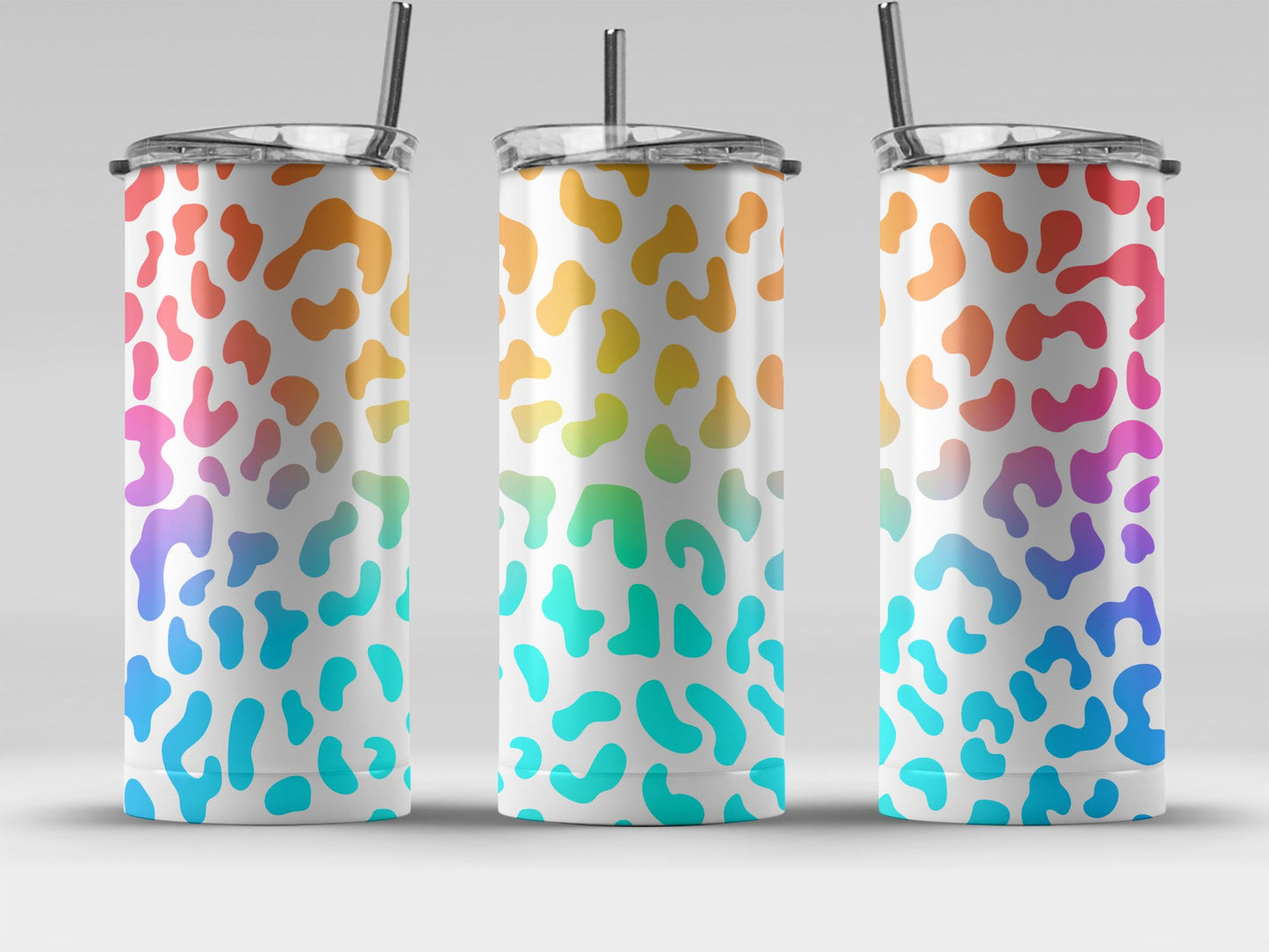 Colorful Leopard Print Tumbler Rainbow Pattern product