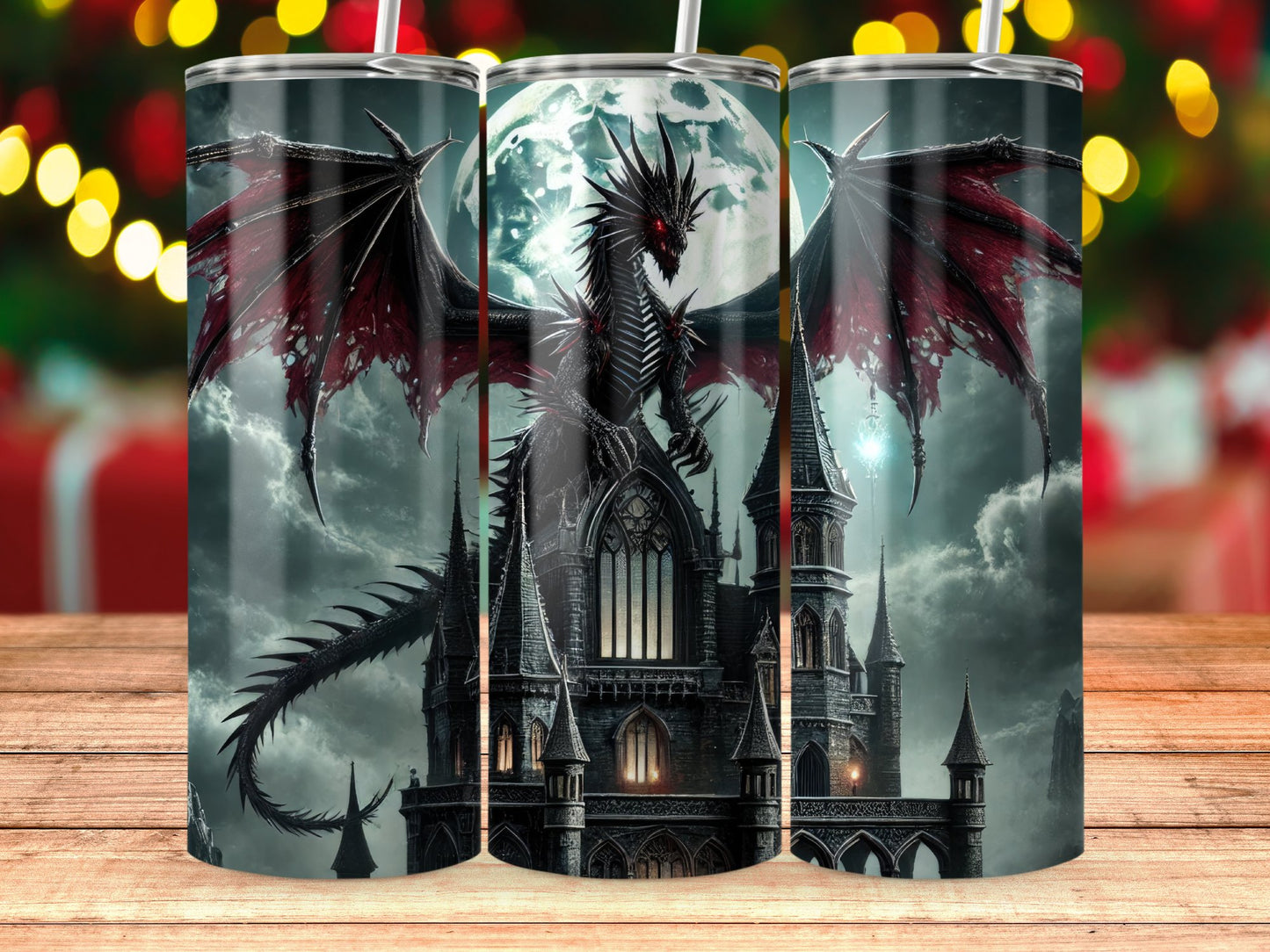 Mysterious Dragon Castle Fantasy Art Tumbler product