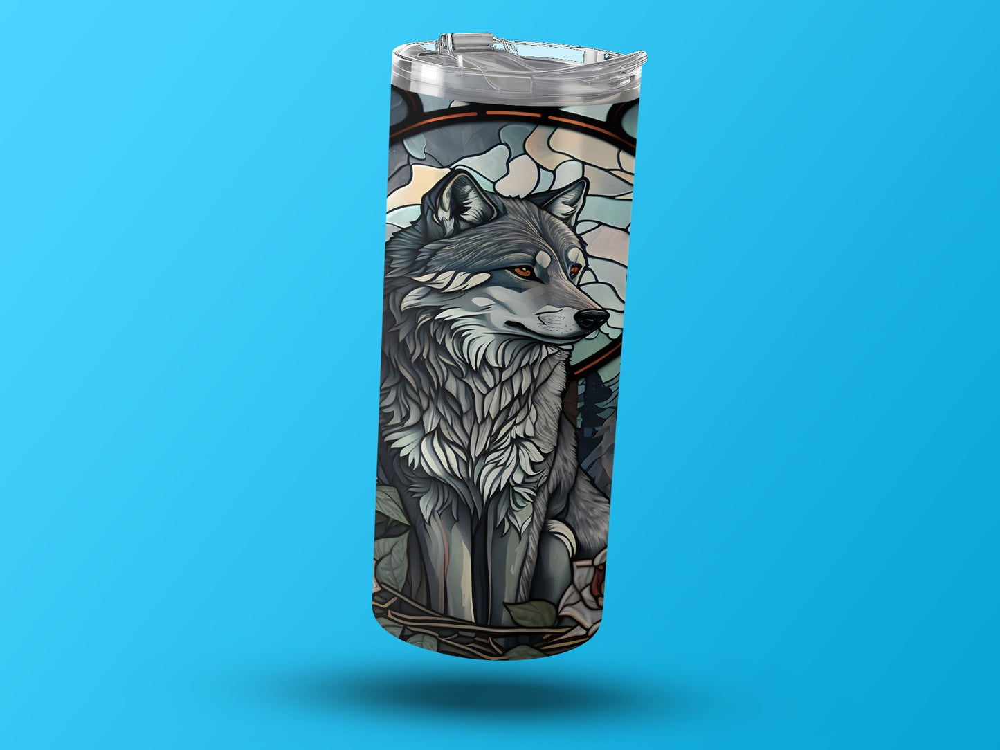 Artistic Wolf Design Tumbler Perfect for Beverage Carrier