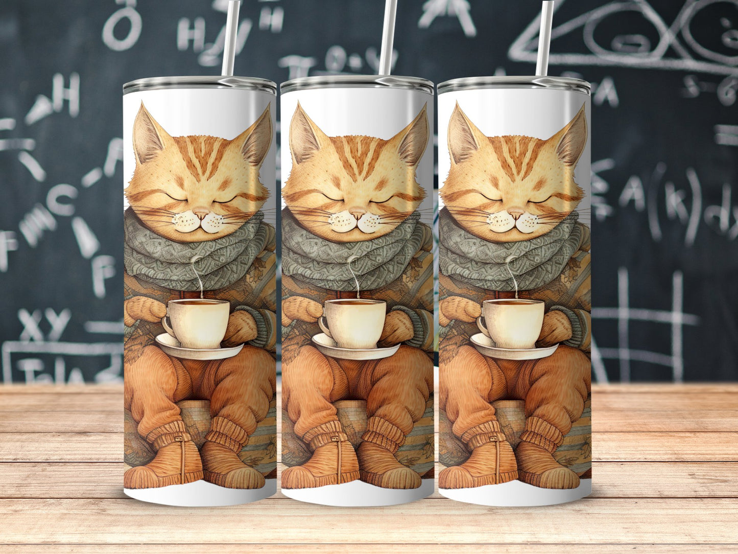 Adorable Smiling Cat Enjoying Coffee Tumbler product