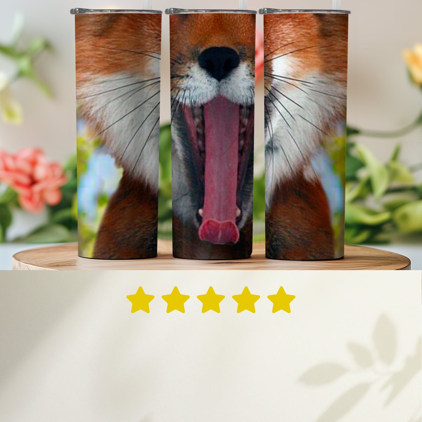 Adorable Fox Print Tumbler for Outdoors Drinkware Product