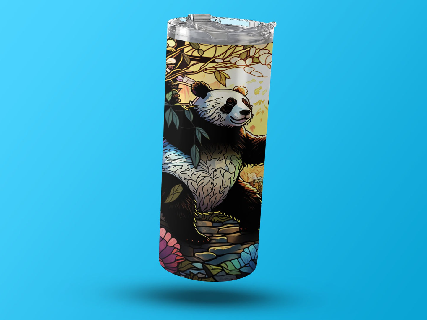 Vibrantly Illustrated Panda Forest Scene Tumbler product