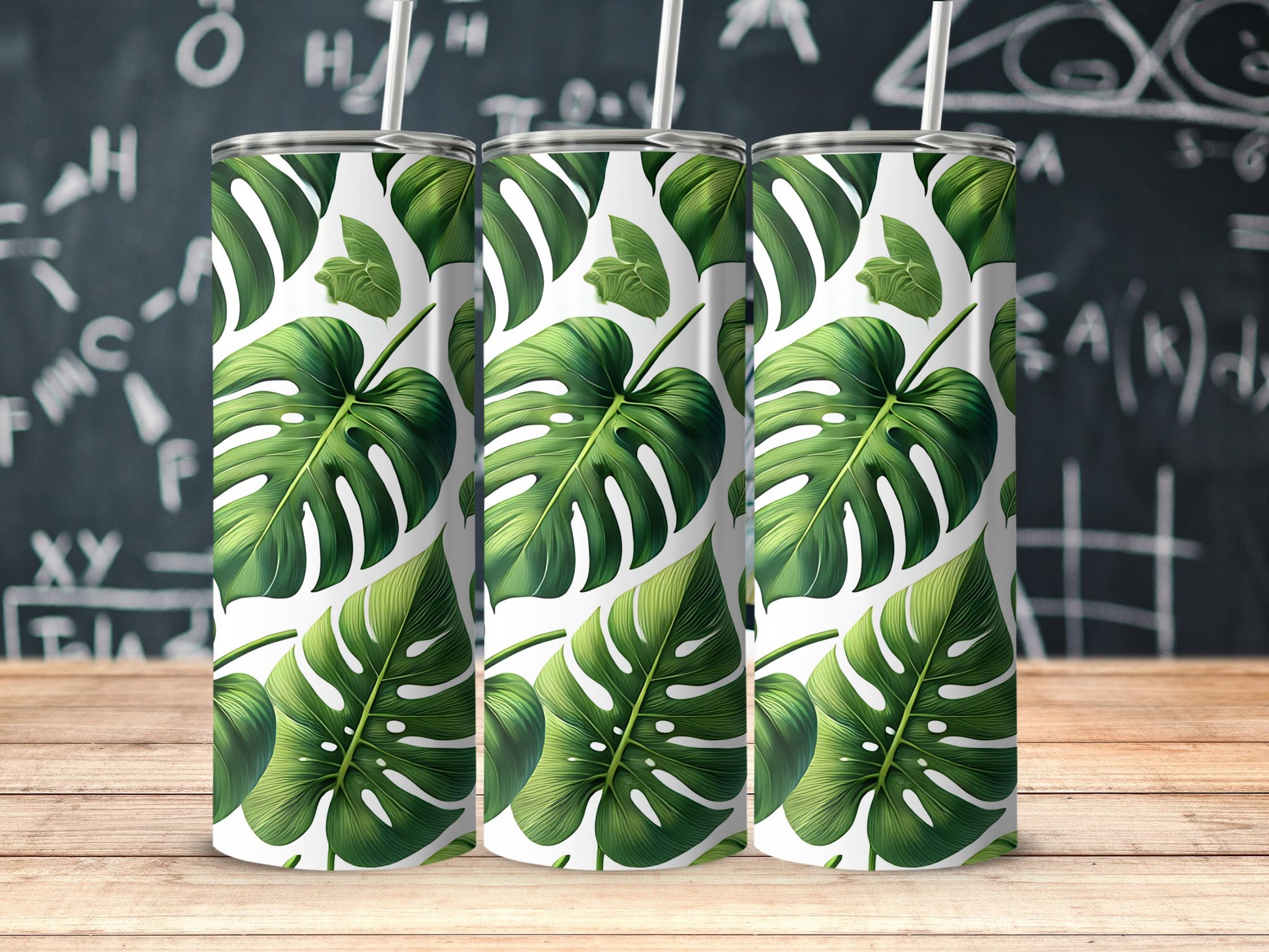 Tropical Leaves on White Background Tumbler product