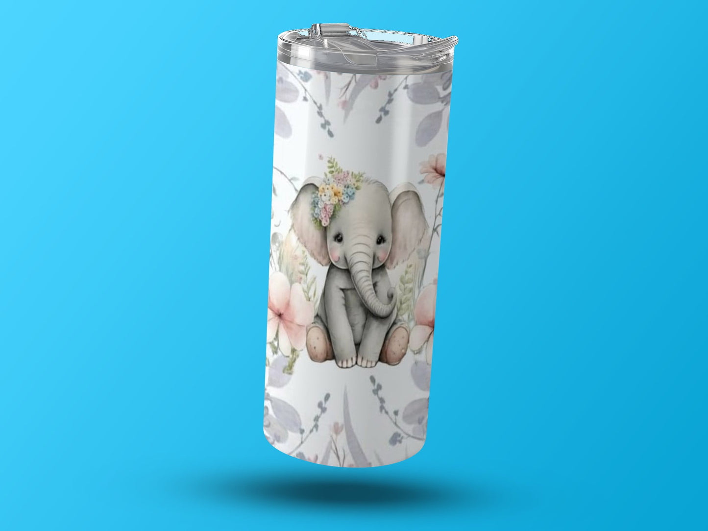 Cute Baby Elephant Floral Pattern Tumbler product