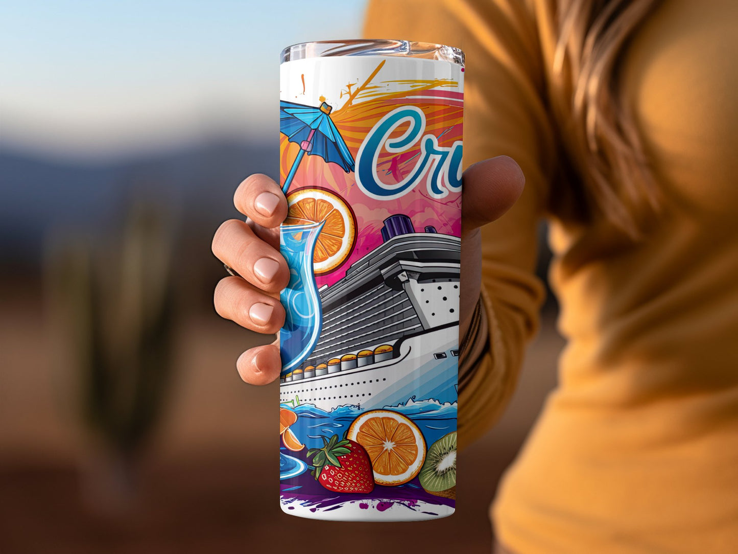 Cruise Ship Themed Tumbler Colorful Travel Product