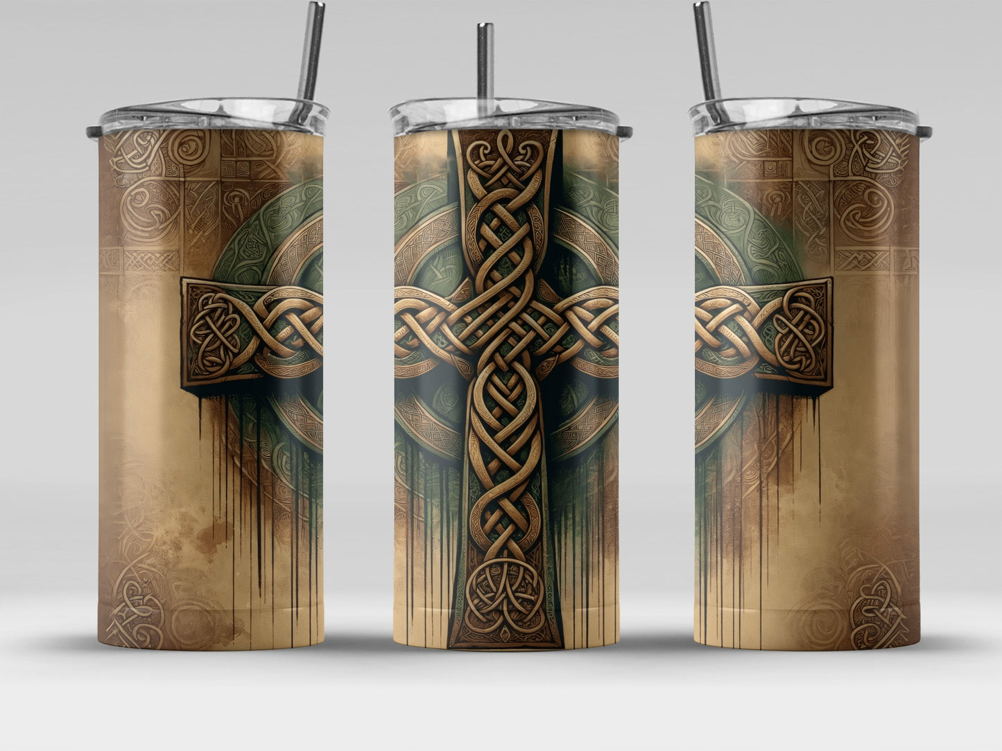 Celtic Knot Circle Design Tumbler with Straw
