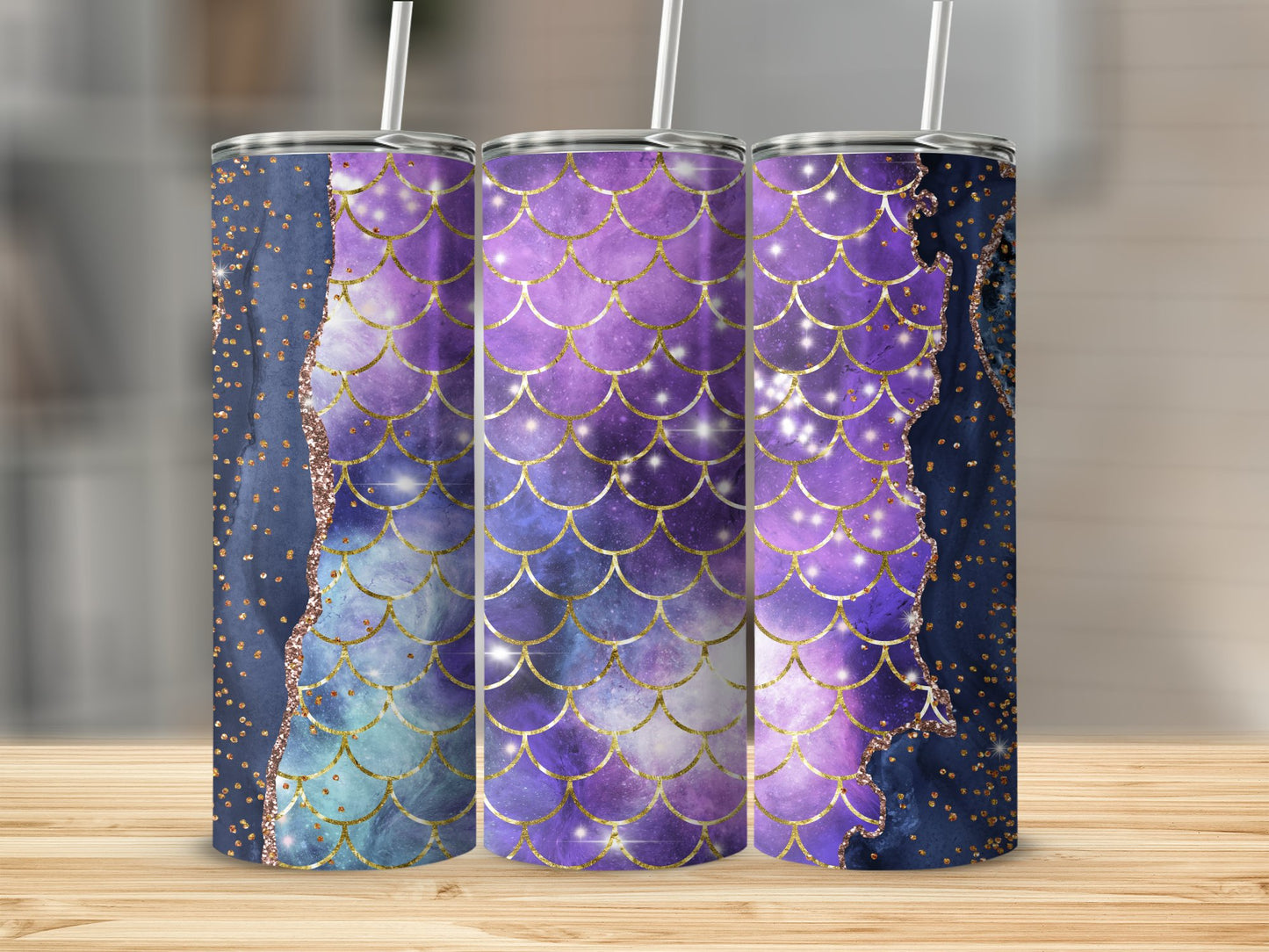 Glitter Purple and Blue Scales Insulated Tumbler product