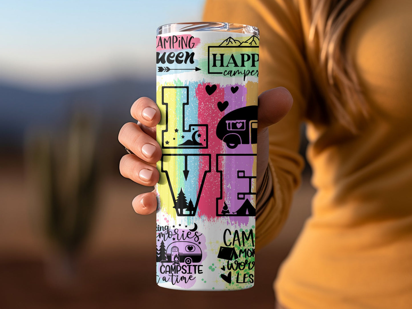 Camping Queen Happy Camper Colorful Mug product type