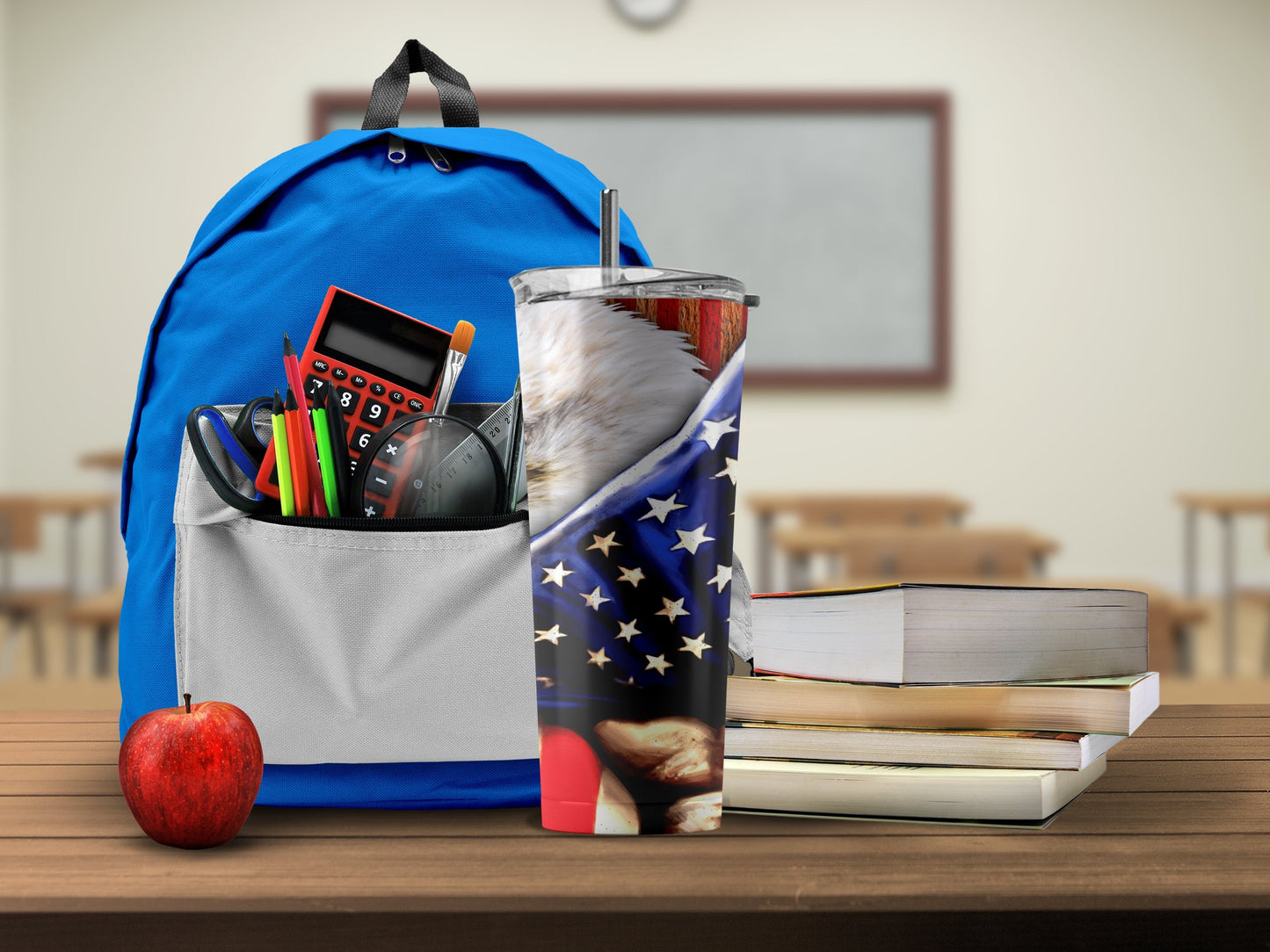 American Flag School Backpack with Accessories product
