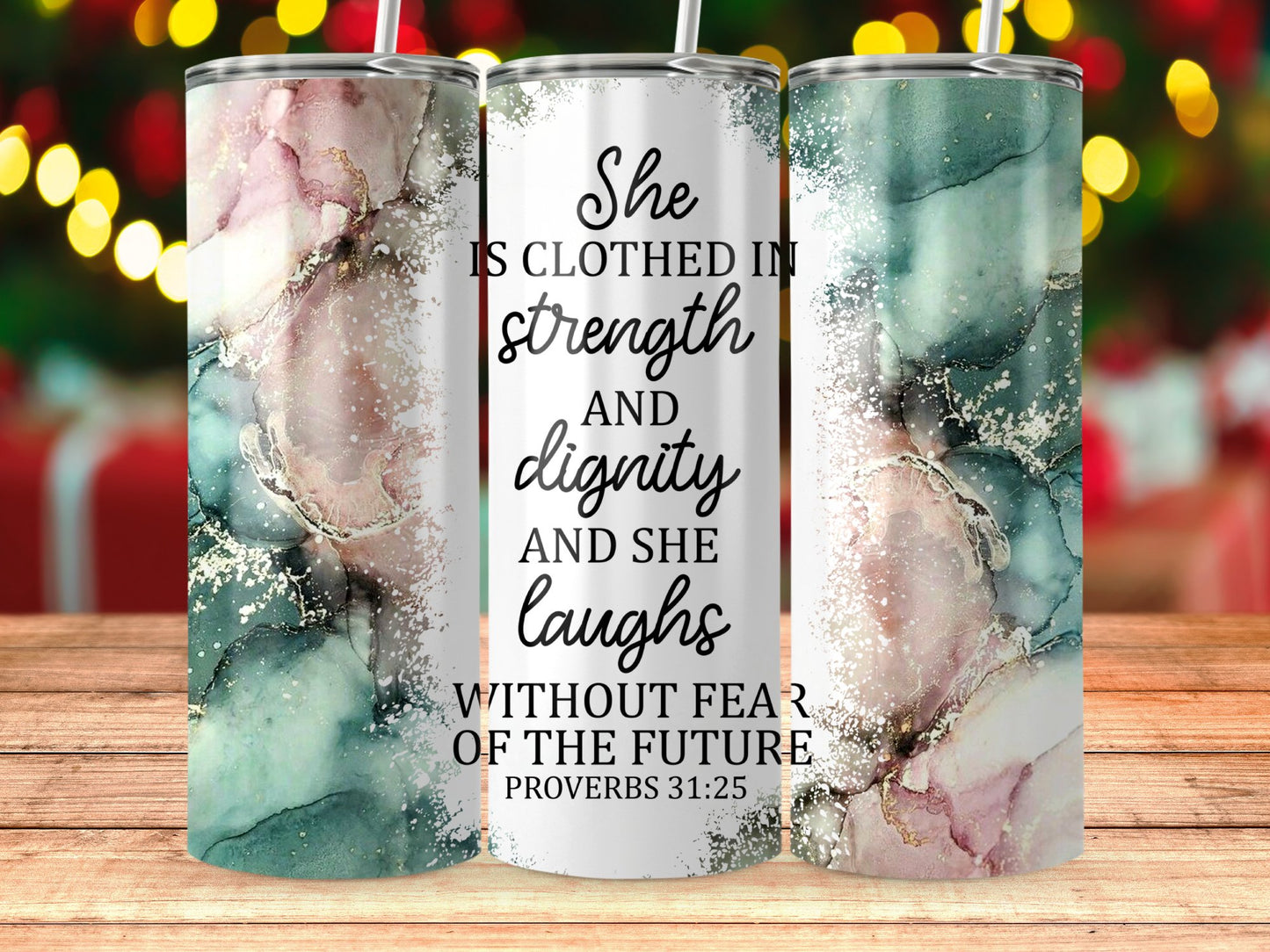Strength Dignity and Laughter Inspirational Tumbler product