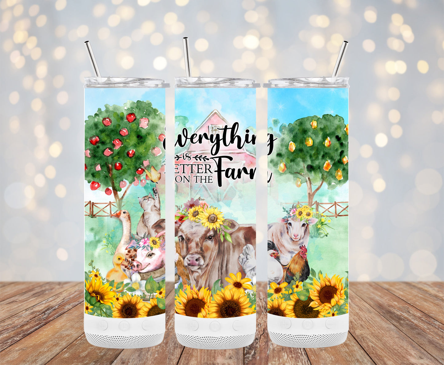 Farm Animals Sunflower Design Tall Drinkware Product