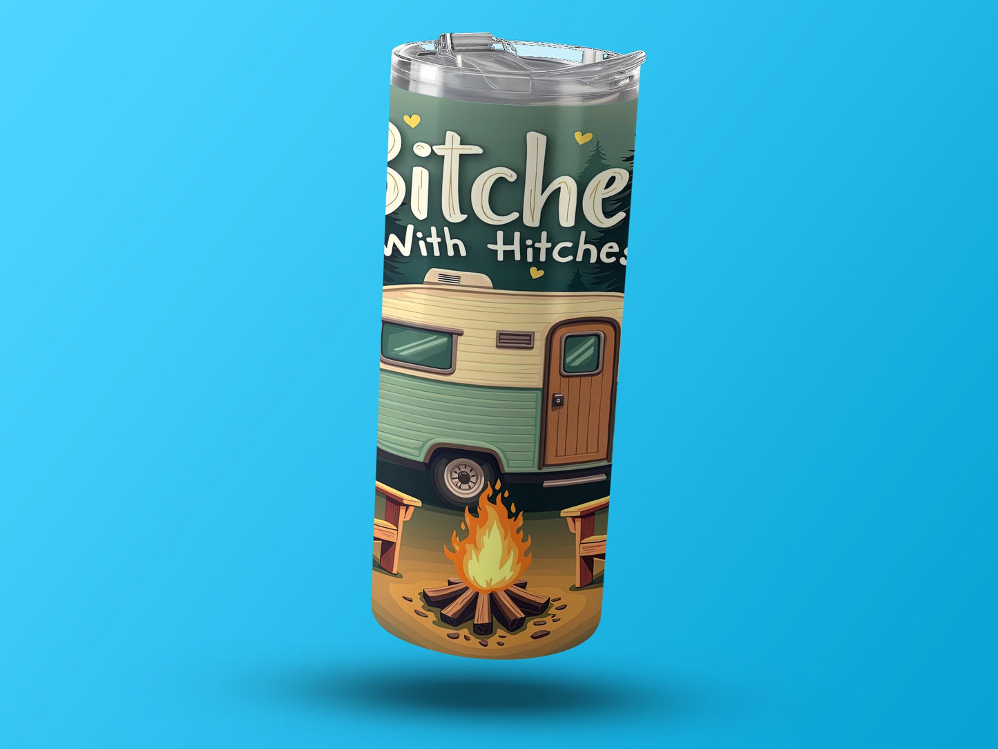 Retro Camper Design Bitches with Hitches Travel Mug product type