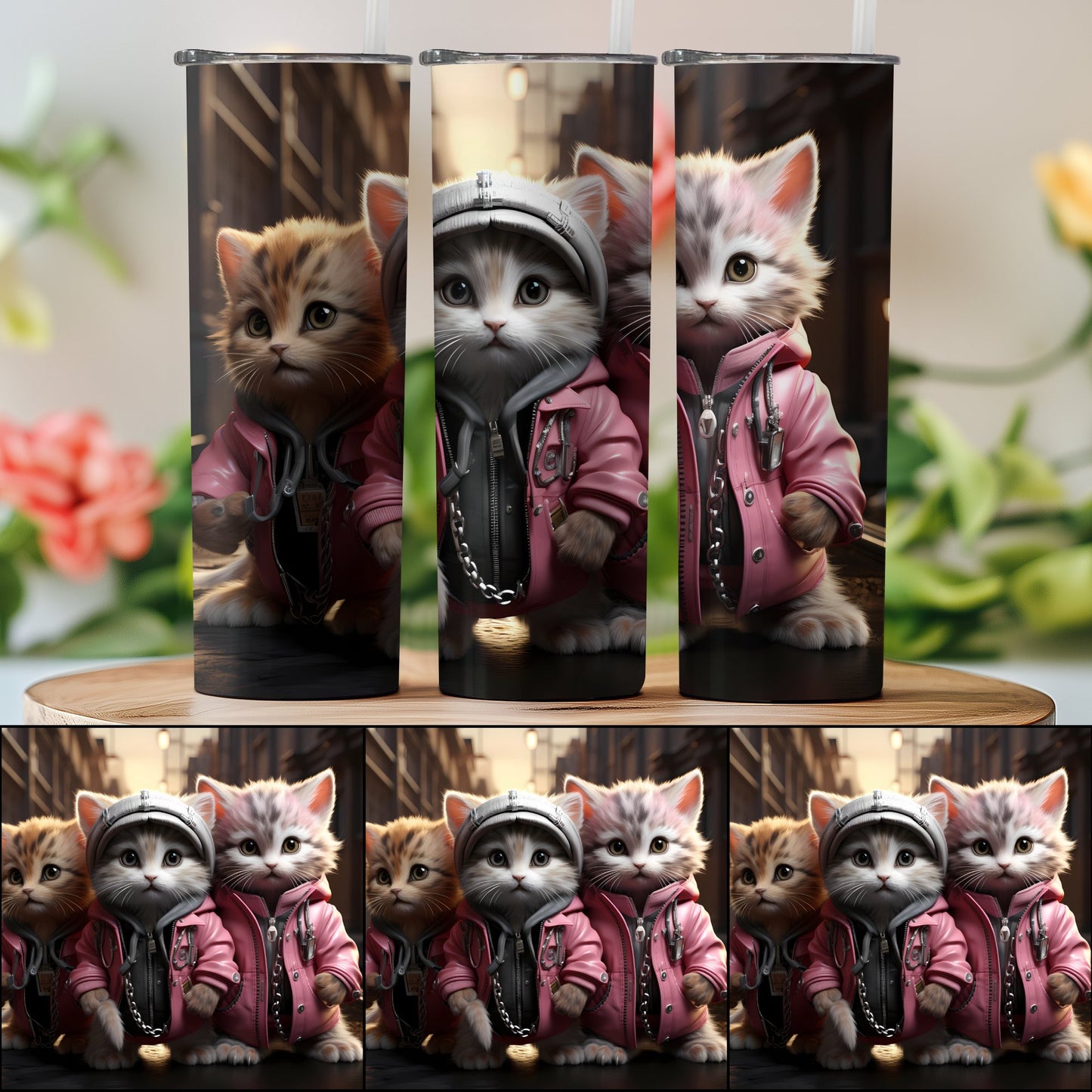 Cute Kittens With Hoodies Design for Tumbler product
