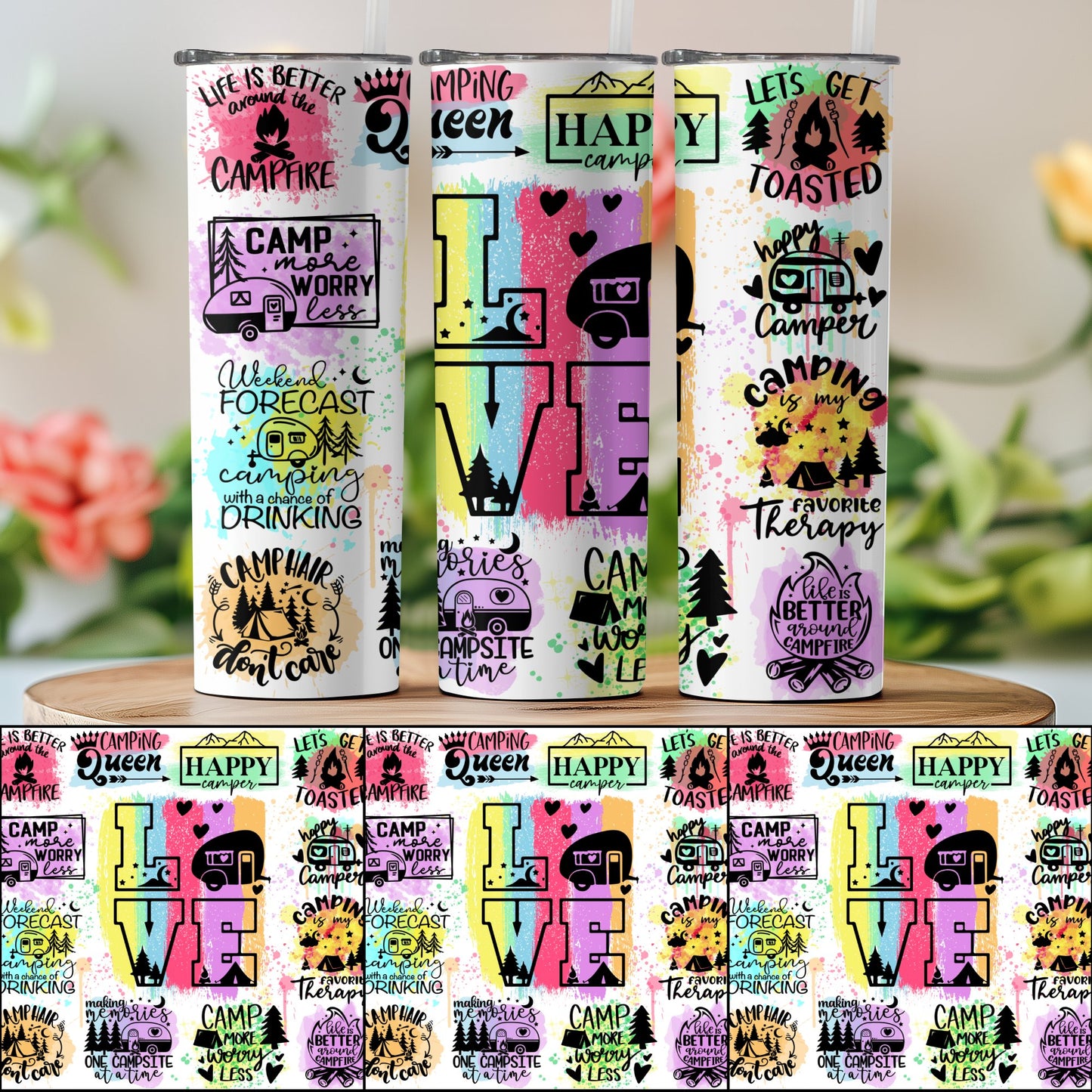 Camping Themed Colorful Stainless Steel Tumbler product