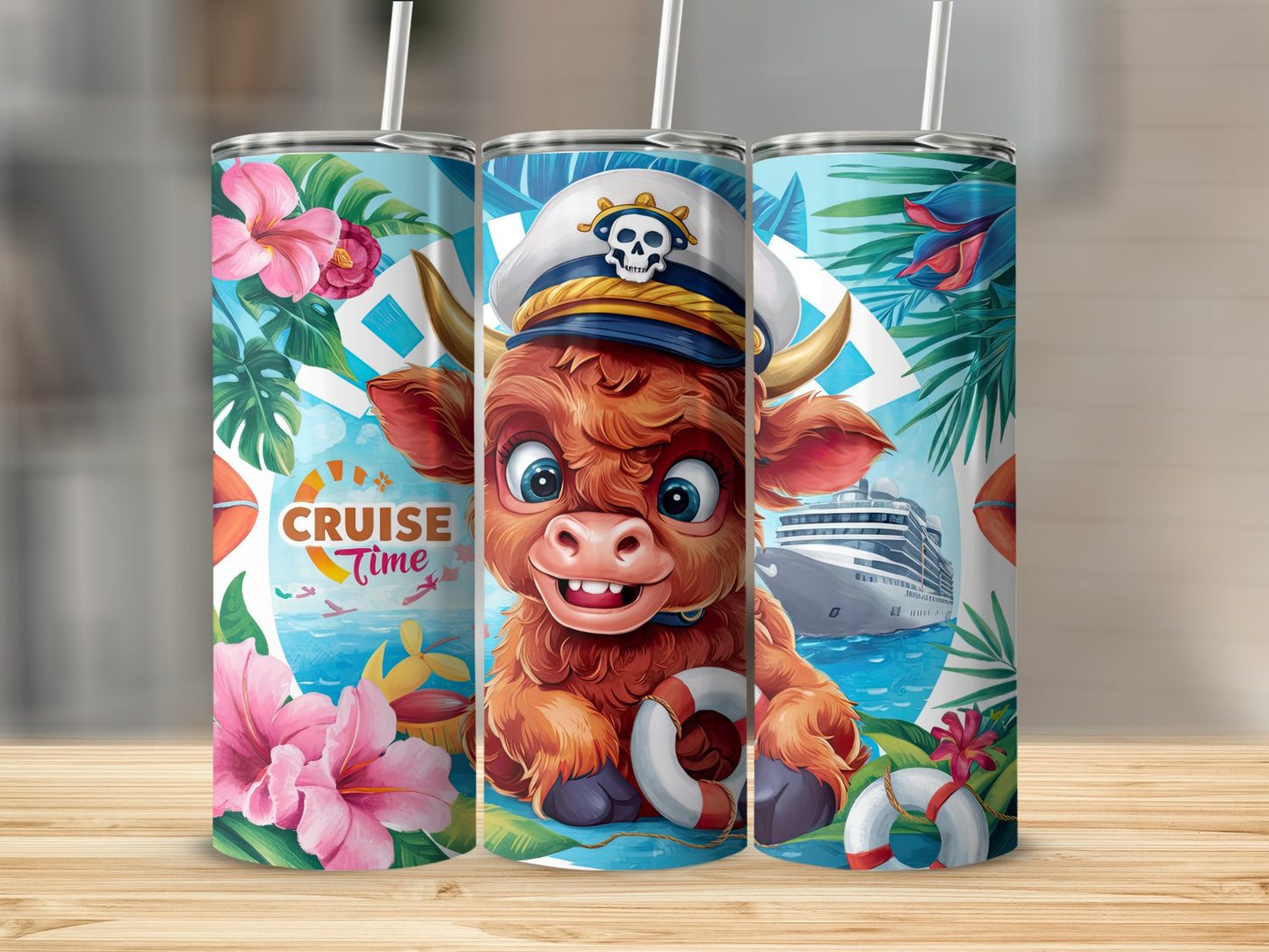 Vibrant Cruise Time Tumbler Design with Animal Imagery product type