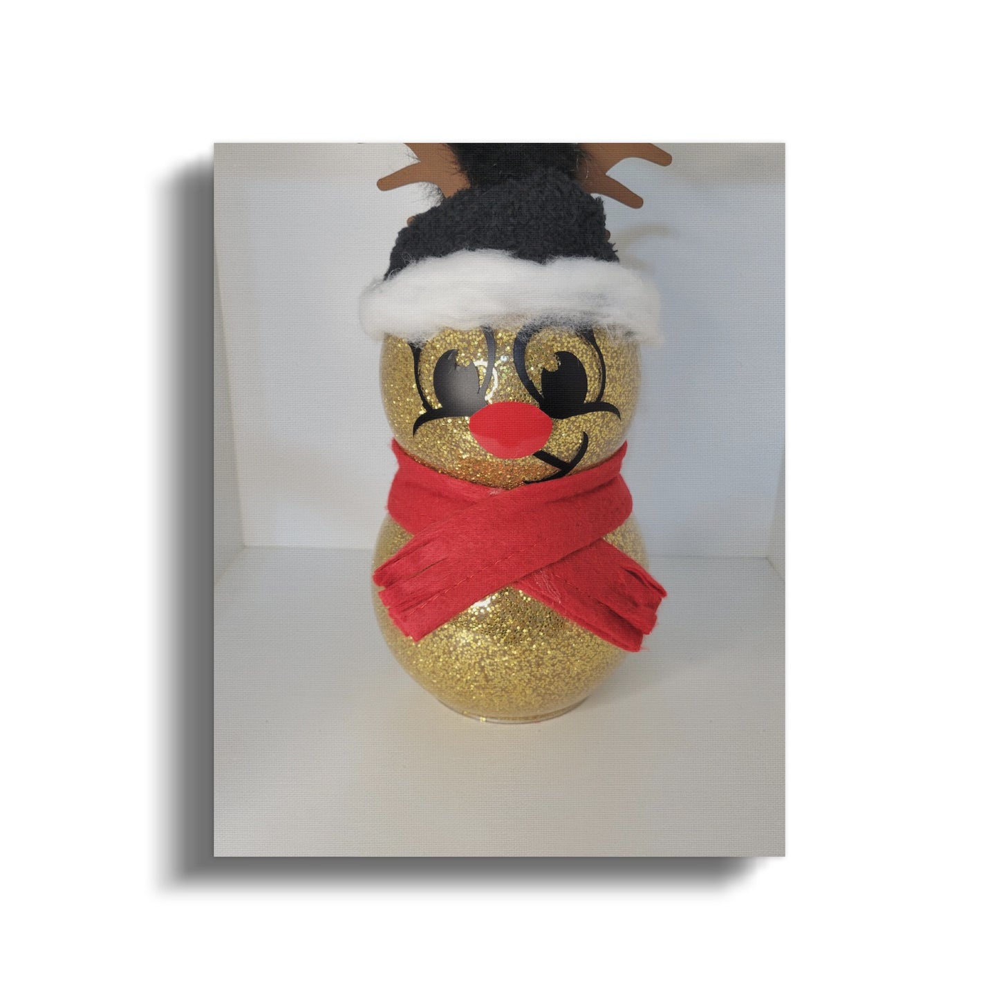 Adorable Sparkling Rudolph with Red Bow Decoration