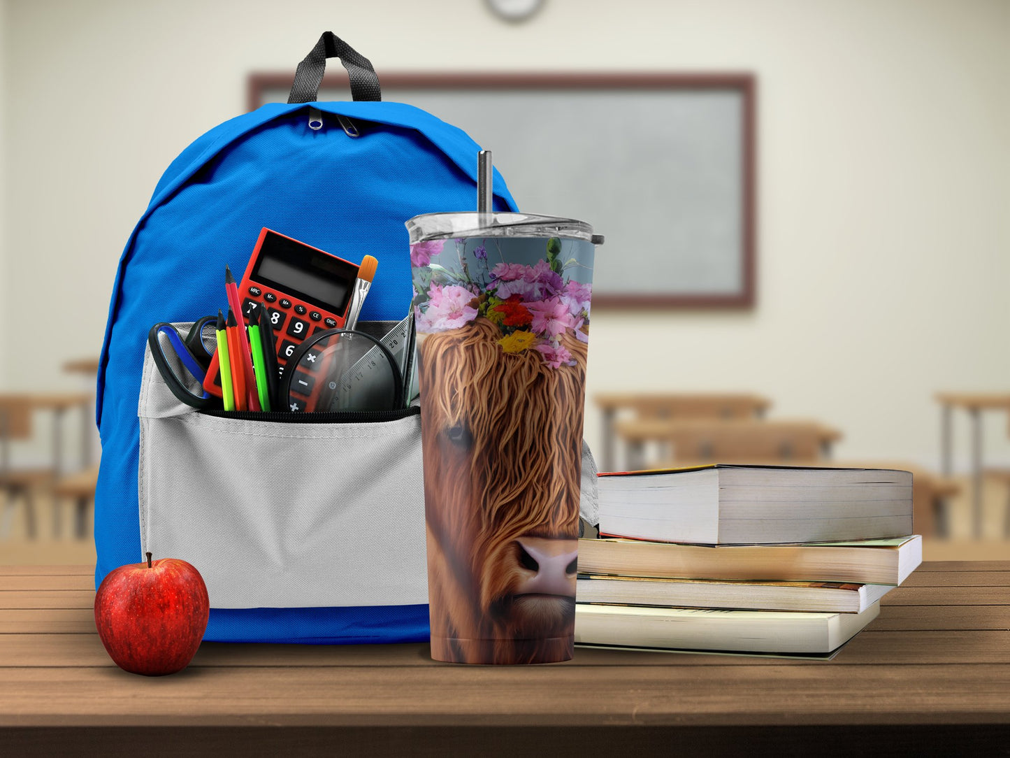 Highland Cow Floral Illustration Tumbler product