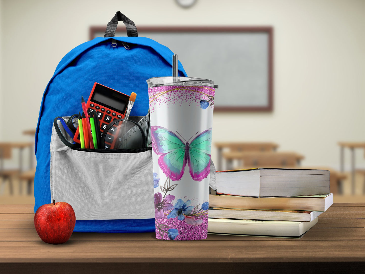 Butterfly Glitter Design Stainless Steel Tumbler product